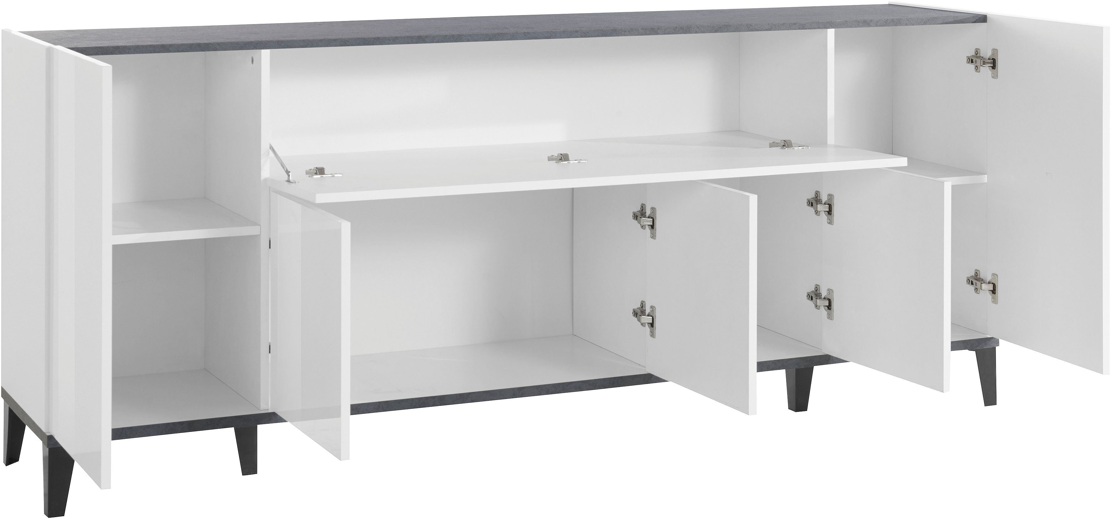 INOSIGN Sideboard Sunrise, Kommode mit 5 Türen und 1 Klapptür, Breite 200 cm