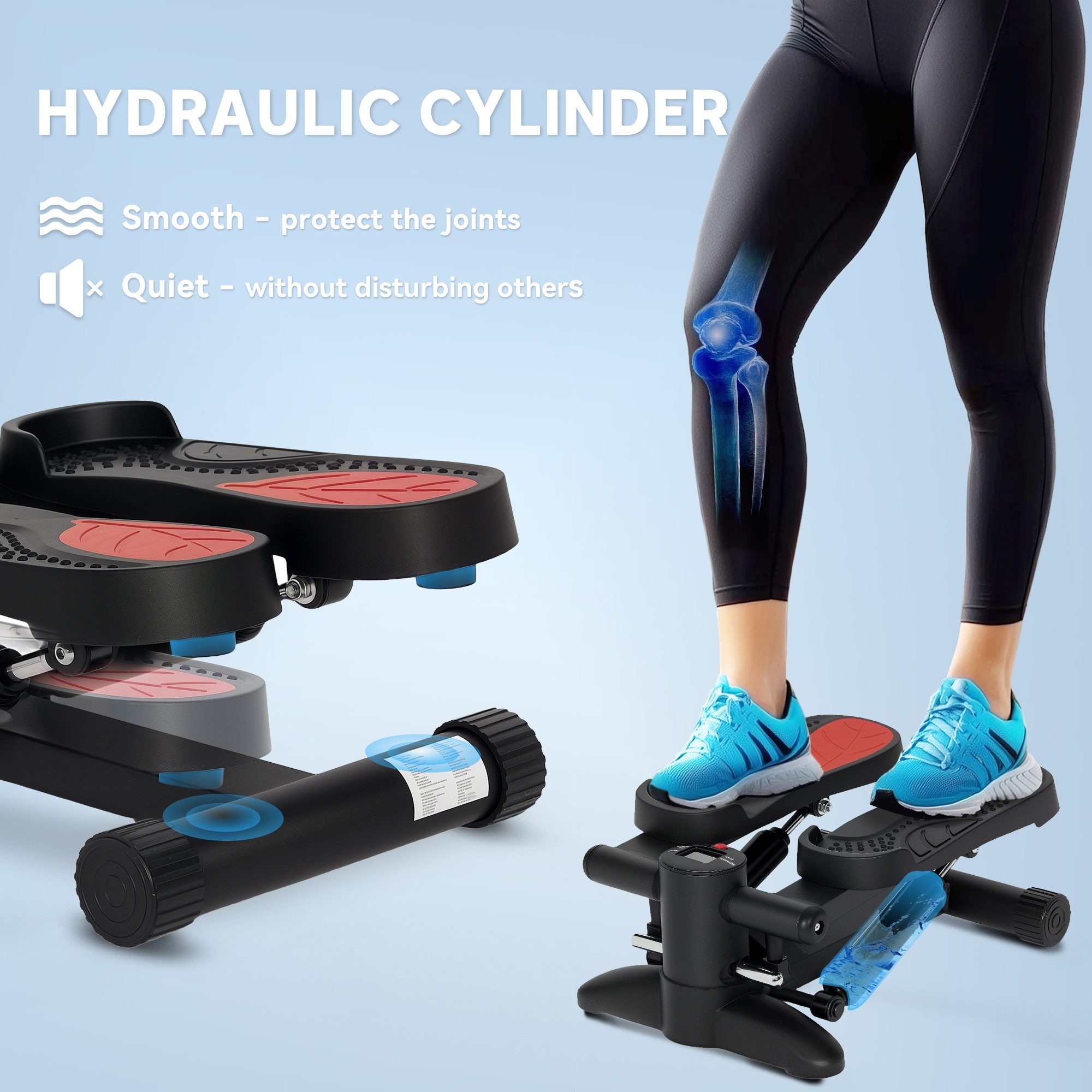 MC Star Mini-Stepper für Zuhause Stepper Hometrainer mit LCD-Display (Fitness-Stepper bis 100 kg für Beintraining, Home Office Fitness Exercise, Schwarz) – Bild 3 von 5