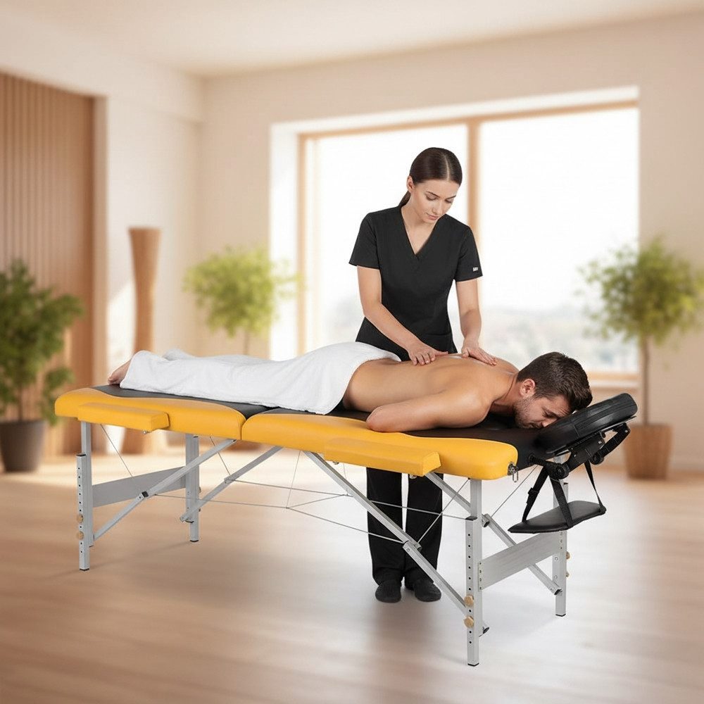Melko Massageliege Ergonomische Massageliege mit 3 Zonen inkl. Kopfstütze (Stück, Premium-Liege), Extra dicke Polsterung