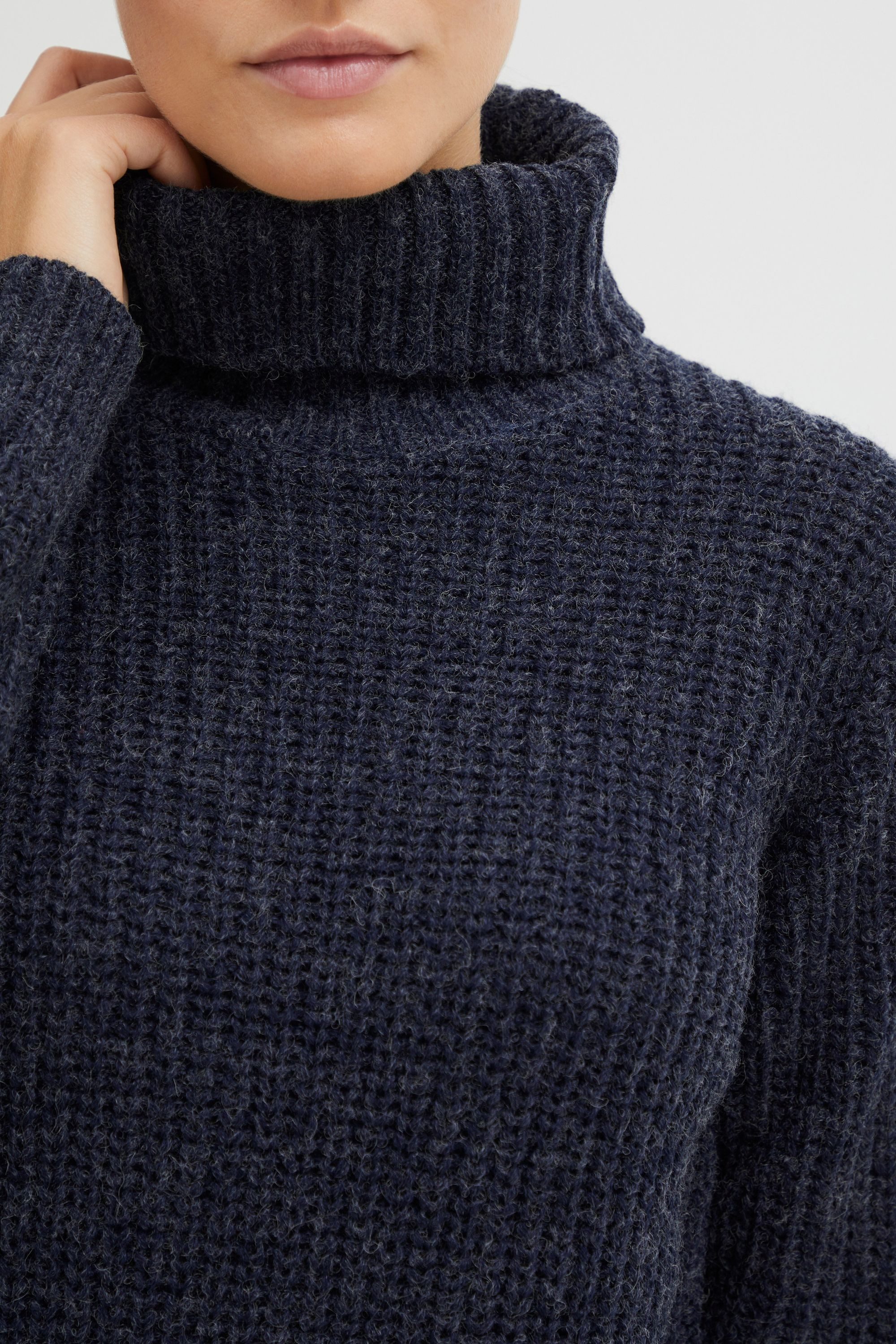 OXMO Strickpullover OXNanna Grobstrickpullover mit Rollkragen