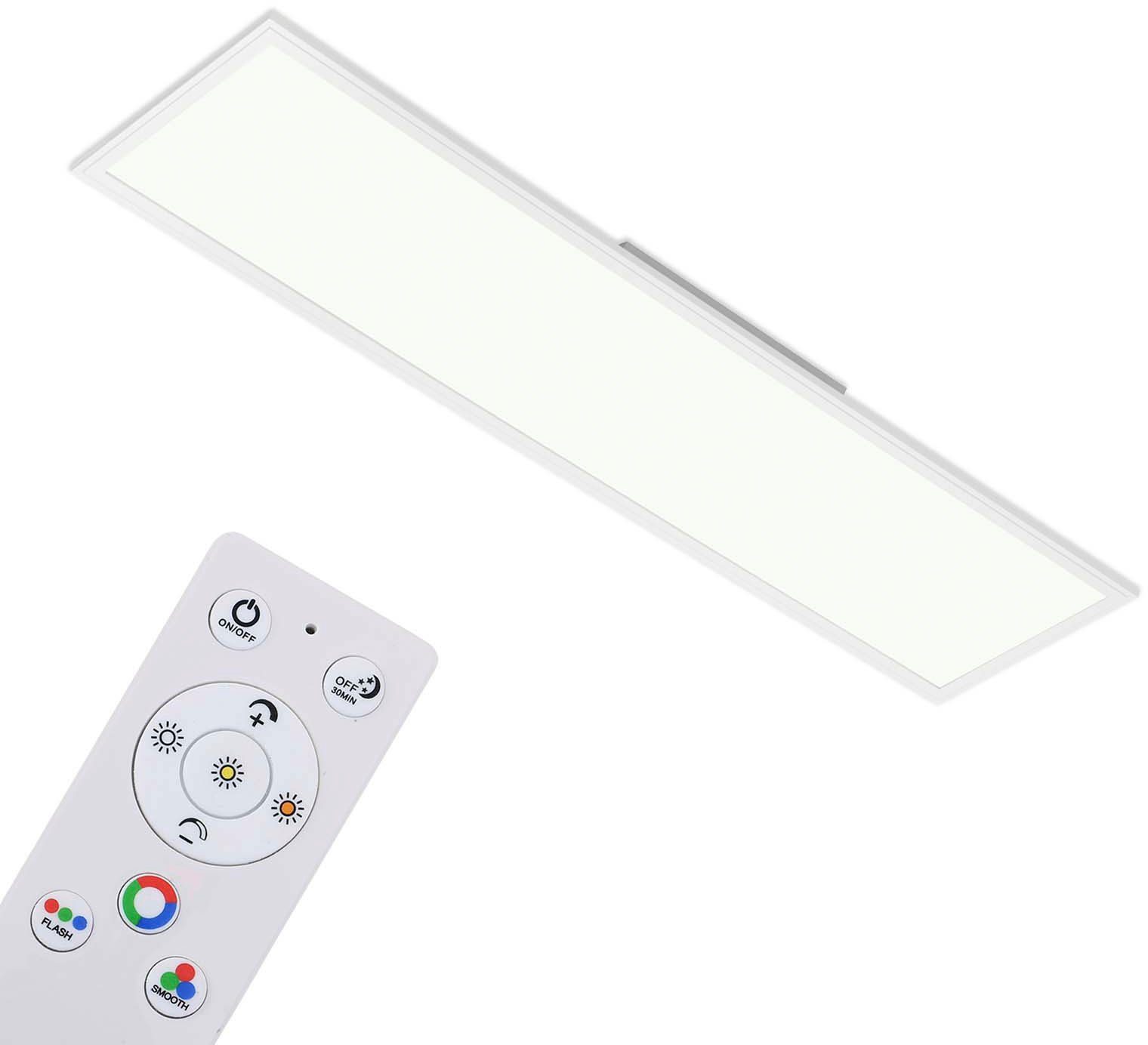 - Colour, Tageslichtweiß, Warmweiß, Leuchten LED 40W, Briloner fest Weiß, integriert, Deckenlampe, Schlafzimmer CCT über Timerfunktion, Fernbedienung, Wohnzimmer, Neutralweiß, LED Farbwechsler, 119,6x29,6x6,5cm, 7154016 Panel Nachtlichtfunktion, Kaltweiß,