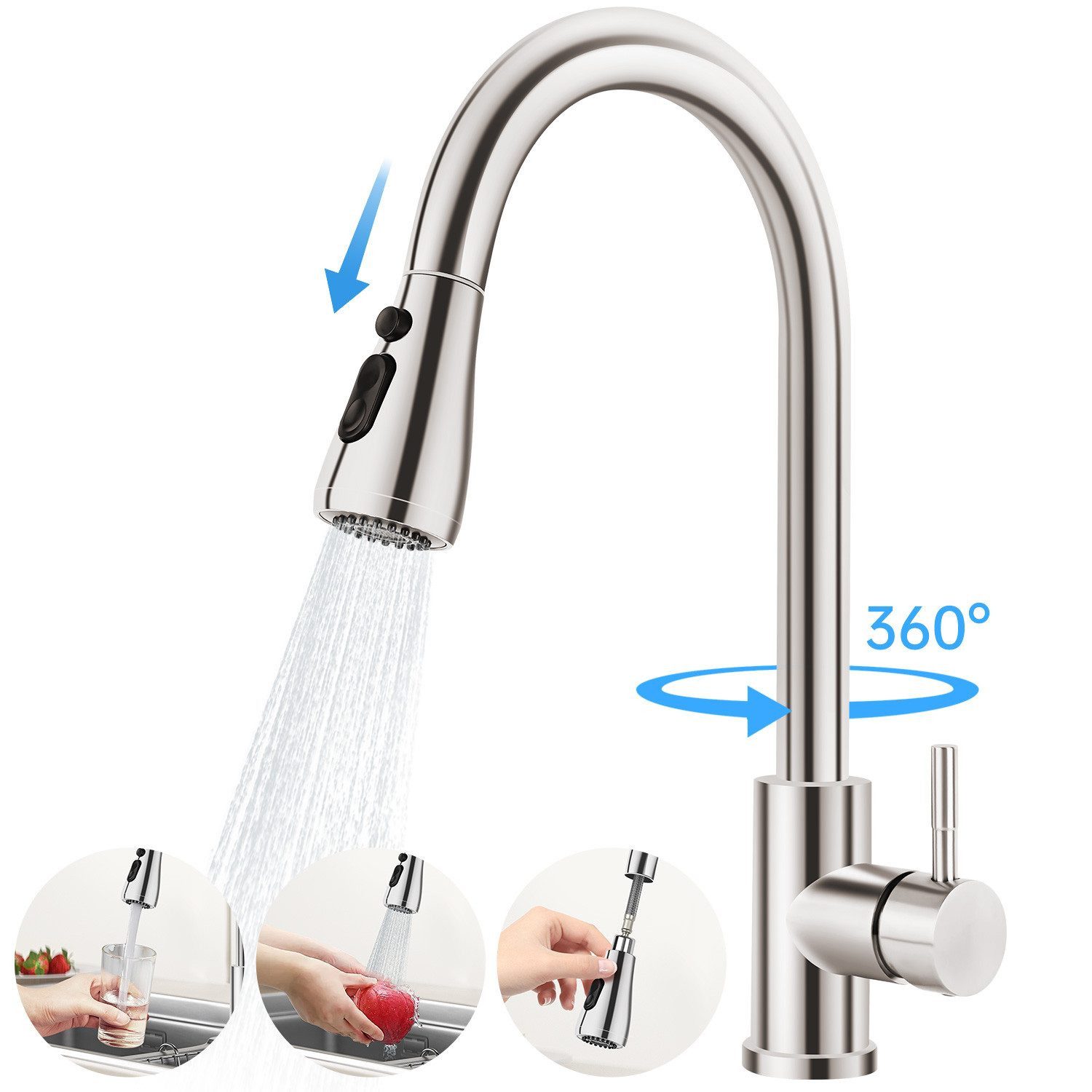 Eumaty Küchenarmatur Spültischarmatur,Wasserhahn Küche Ausziehbar,Armatur K günstig online kaufen