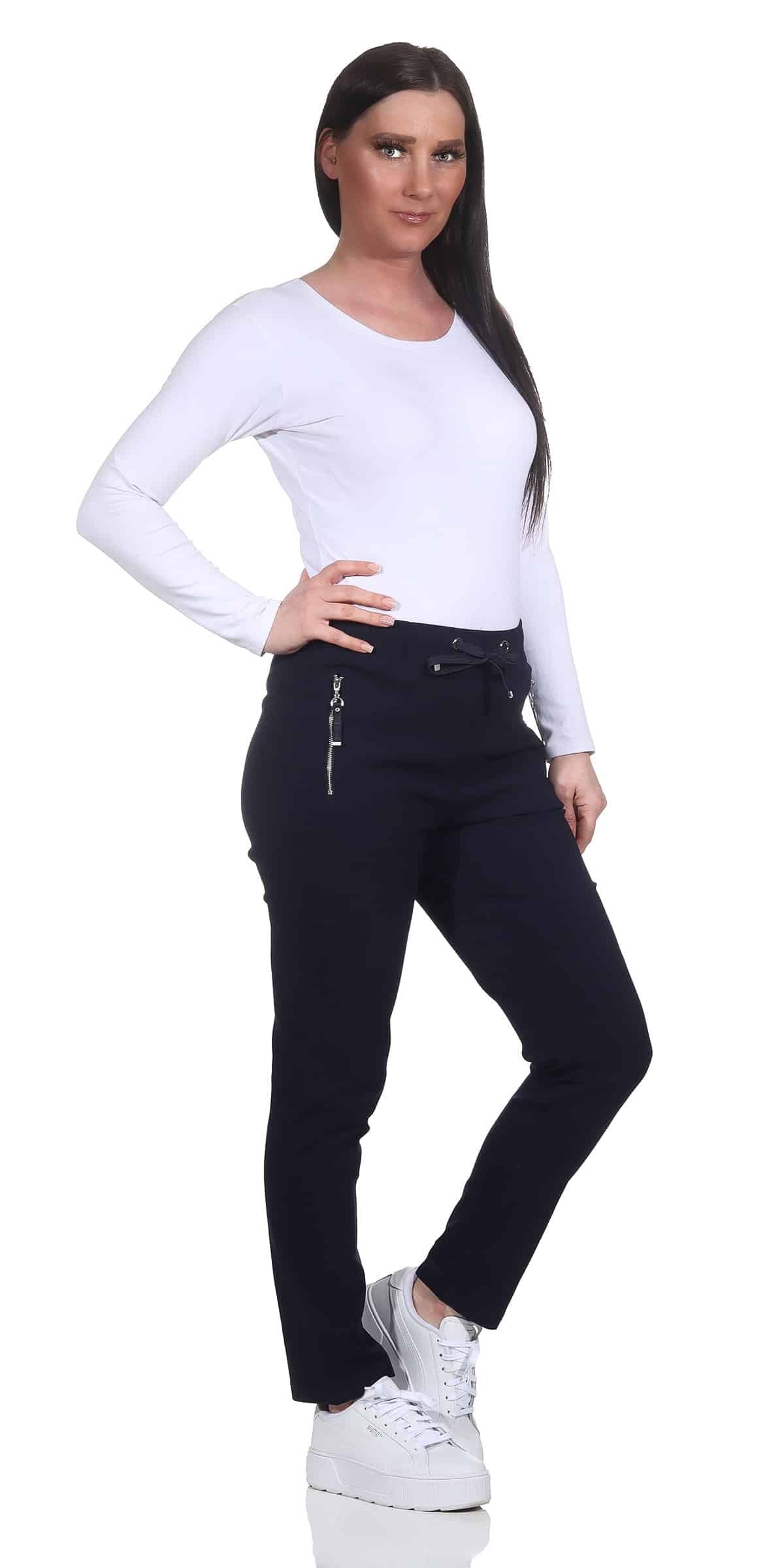 Alica Collection Chinohose Schlupfhose Damen Stretch Hose leichte Sommerhose - Kurzgröße mit Gummibund & Kordelzug, in großen Größen erhältlich