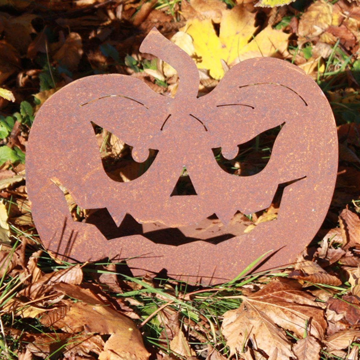 ca. 440s (Stück) 30 cm H, auf Platte Gartenfigur Rost-Halloween-Kürbis 440s