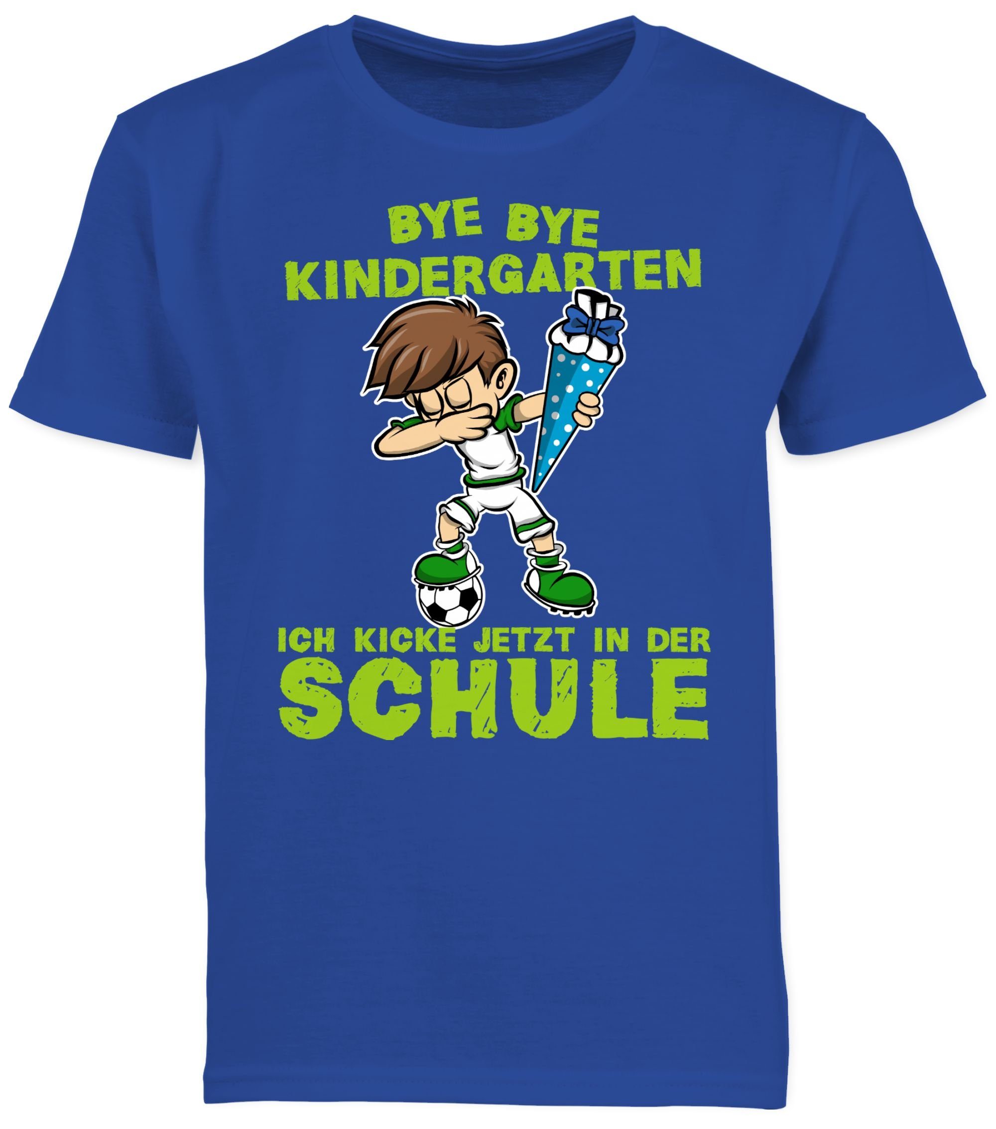 Shirtracer T-Shirt Bye Bye Kindergarten ich kicke jetzt in der Schule Dabbing Junge Fußba (1-tlg) Einschulung Junge Schulanfang Geschenke