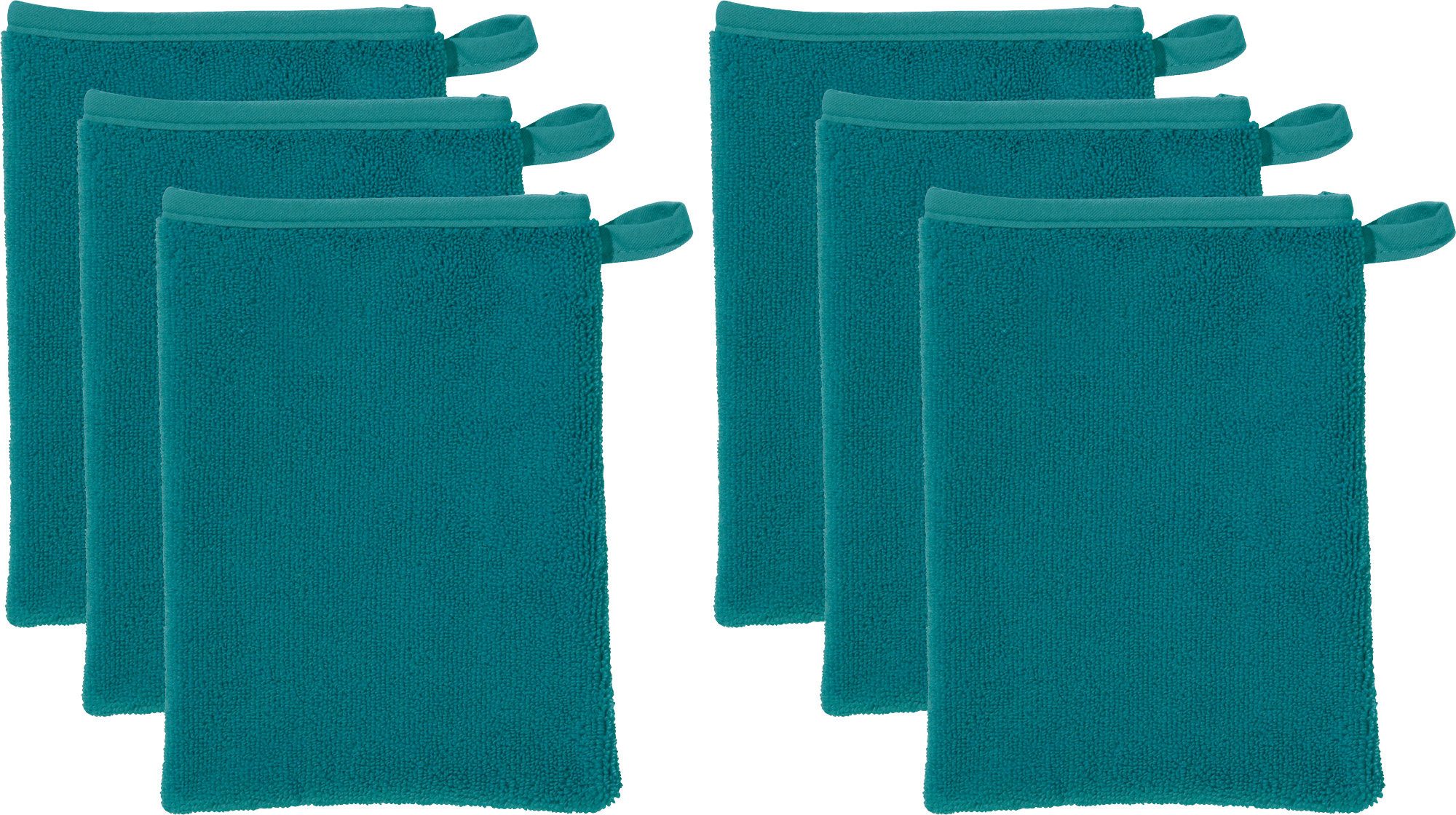 Erwin Müller Waschhandschuh Abschminkhandschuh 6er-Pack, Microfaser, Microfaser Uni