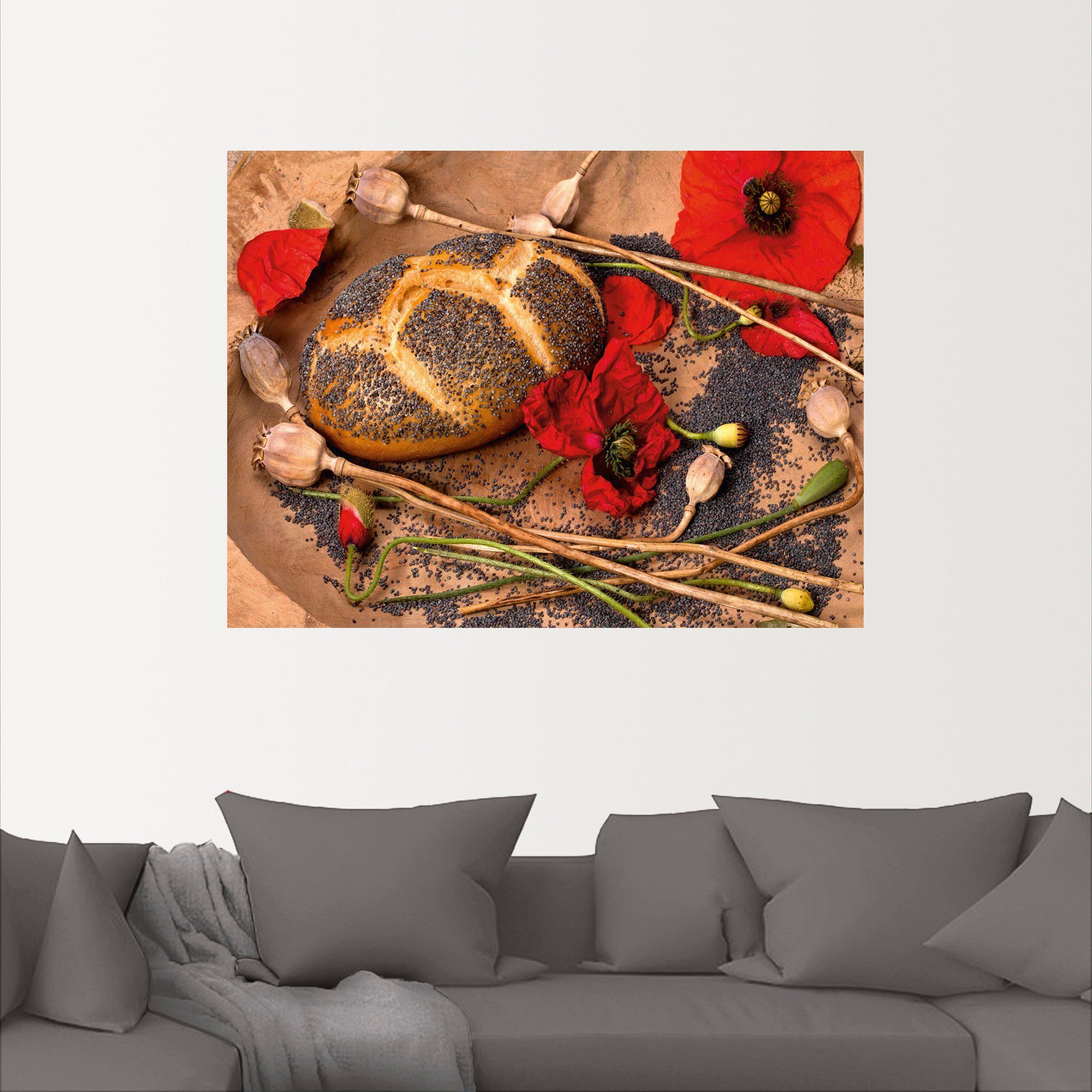 Artland Wandbild versch. Mohnblumen Leinwandbild, Mohnbrot Alubild, Getreide Größen in Poster dekoriert, mit Wandaufkleber als oder (1 St)