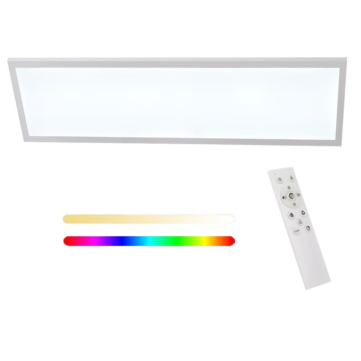 LETGOSPT LED Deckenleuchte 40W Deckenlampe RGB Backlight Panel 120cm, Dimmbar mit Fernbedienung, LED fest integriert, Kaltweiß/Naturweiß/Warmweiß+RGB Backlight, 4000LM und 12-Farben Backlight für Schlafzimmer/Wohnzimmer/Bar/Küche