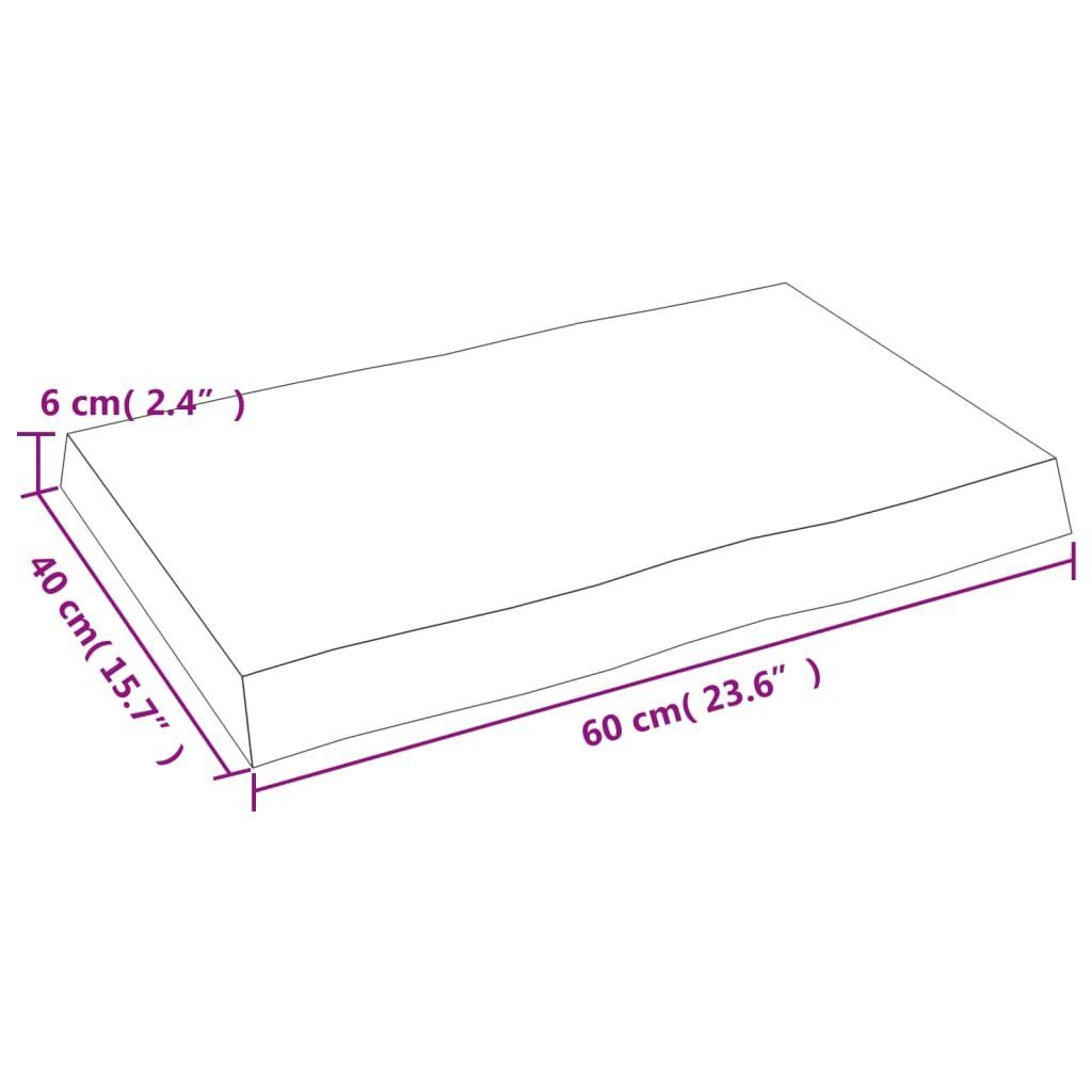 cm (1 St) Massivholz 60x40x(2-6) furnicato Tischplatte Baumkante Behandelt