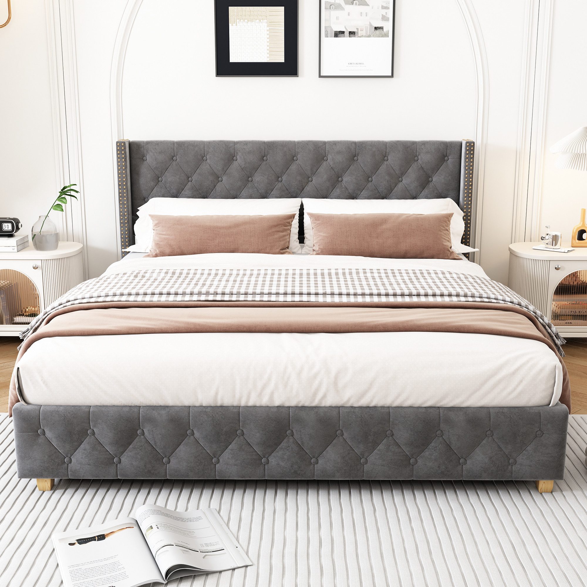 Flieks Polsterbett, Massivholz Doppelbett 160x200cm mit günstig online kaufen