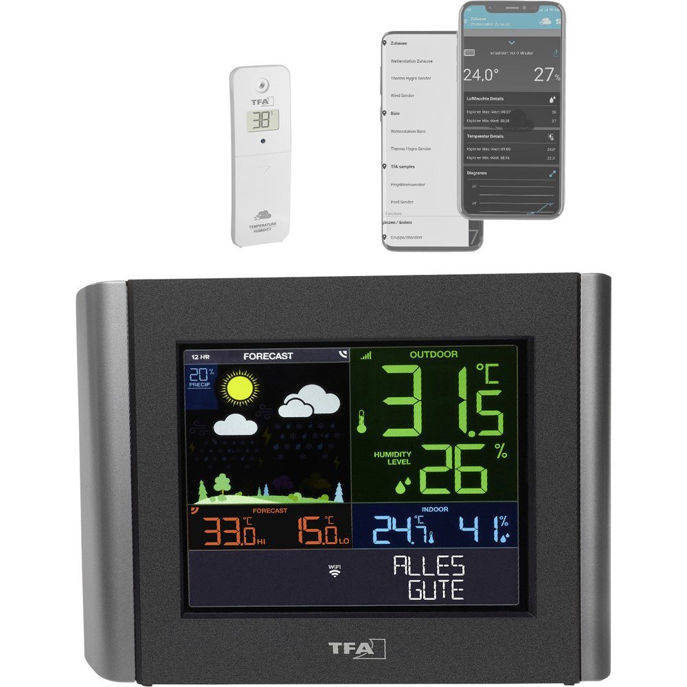 TFA Dostmann TFA Dostmann VIEW METEO 35.8000.01 WLAN-Wetterstation Vorhersage für 1 Wetterstation
