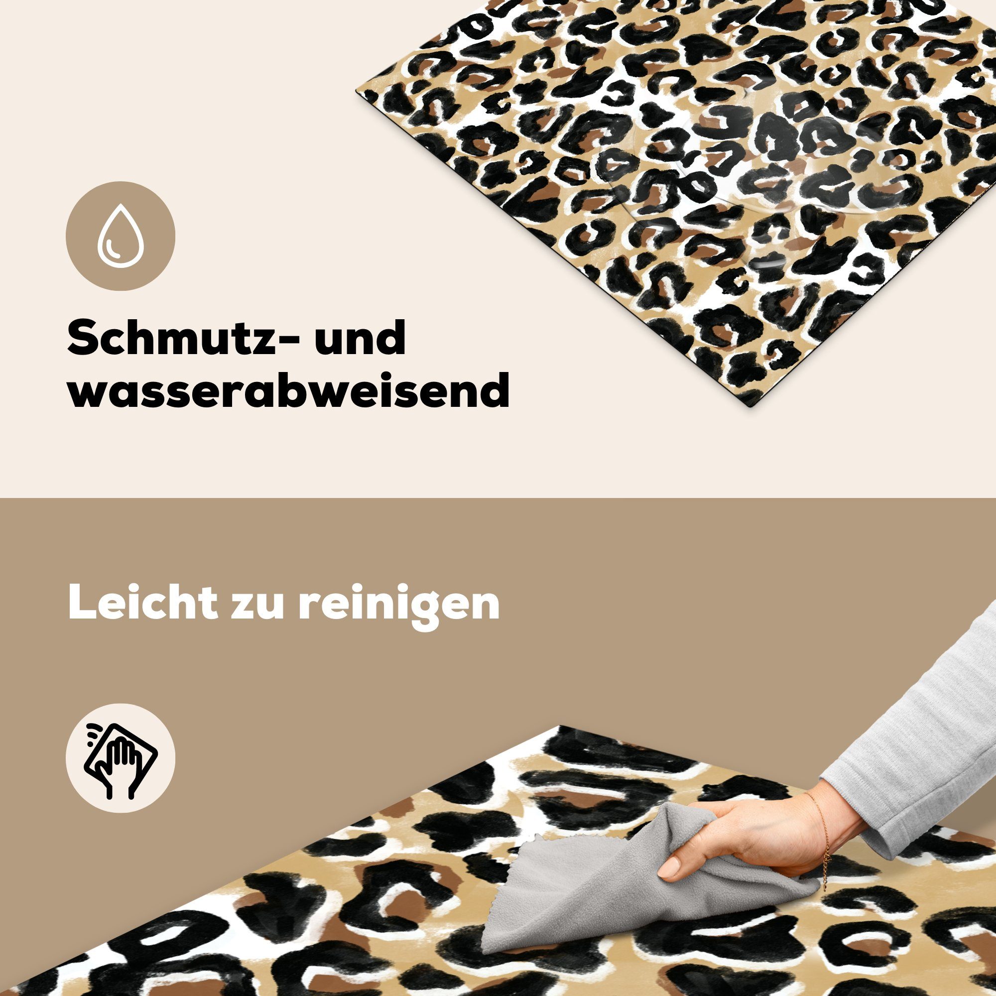 Braun - die Ceranfeldabdeckung Panther - (1 Induktionsmatte für tlg), Vinyl, MuchoWow Aquarell, cm, - küche, 59x52 Tierdruck Herdblende-/Abdeckplatte