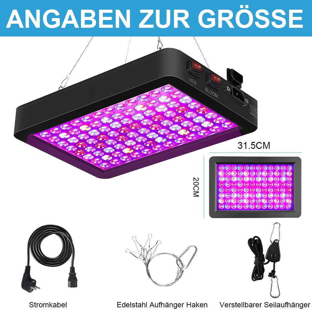 Lapalife Pflanzenlampe Vollspektrum LED Pflanze, Dual-Chip, zwei Schalter hängende Grow Lampe, LED fest integriert, Mit Verstellbare Kette, für Gewächshaus und Zimmerpflanzen