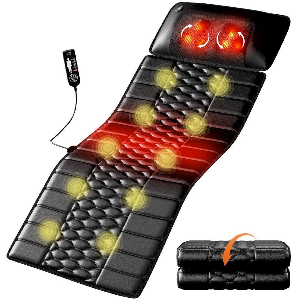 BBWL Massagegerät mit Heizfunktion für Nacken, Rücken und Taille, Kunstleder, verstellbare Intensität, tragbares Design für Büro, Zuhause und Reisen