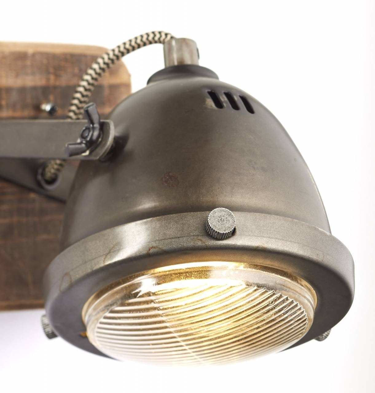 Brilliant Wandstrahler Carmen Wood, ohne Leuchtmittel, Wandspot burned steel/holz