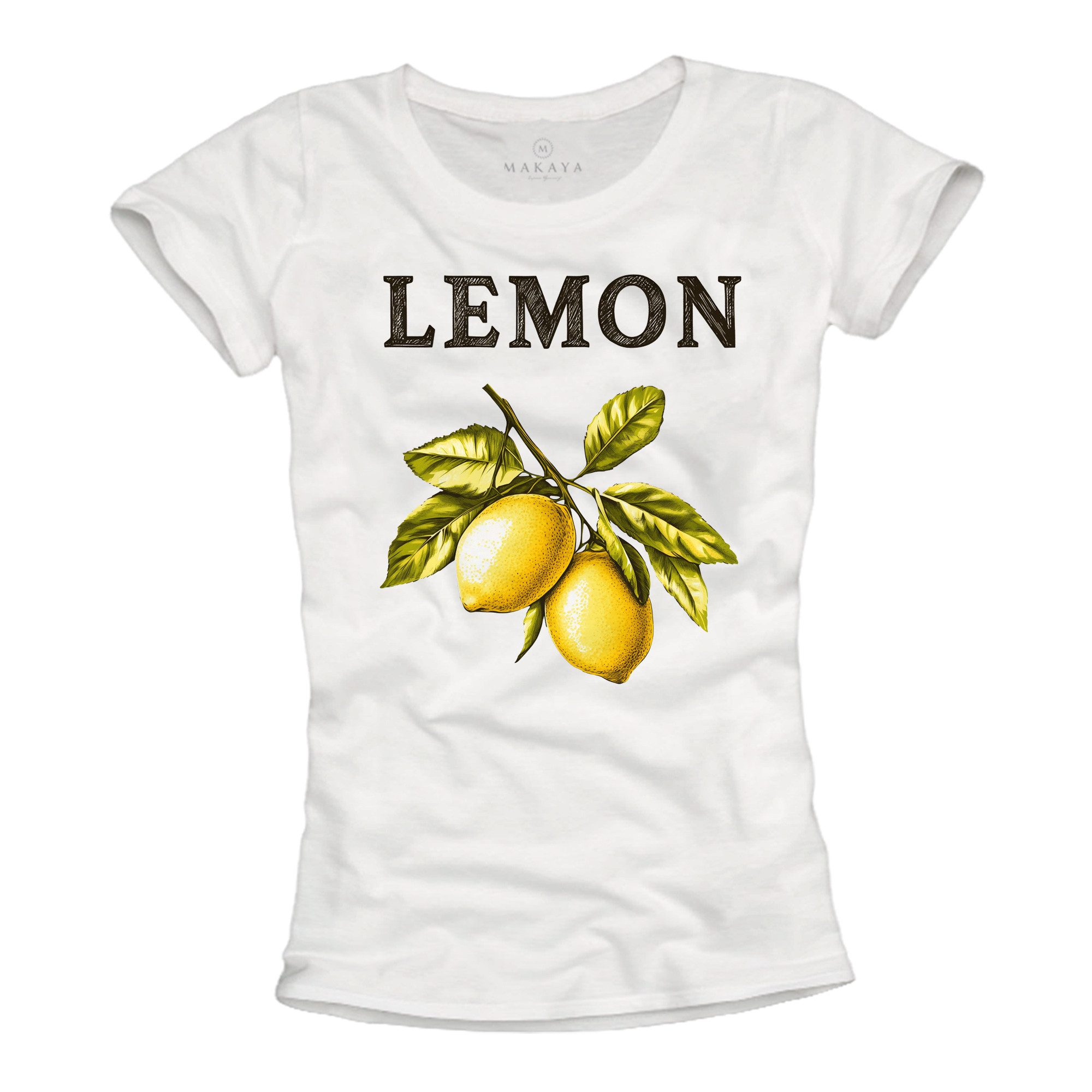 MAKAYA Print-Shirt Damen Zitrone Lemon Motiv Zitronengelb Modisch Elegant B günstig online kaufen