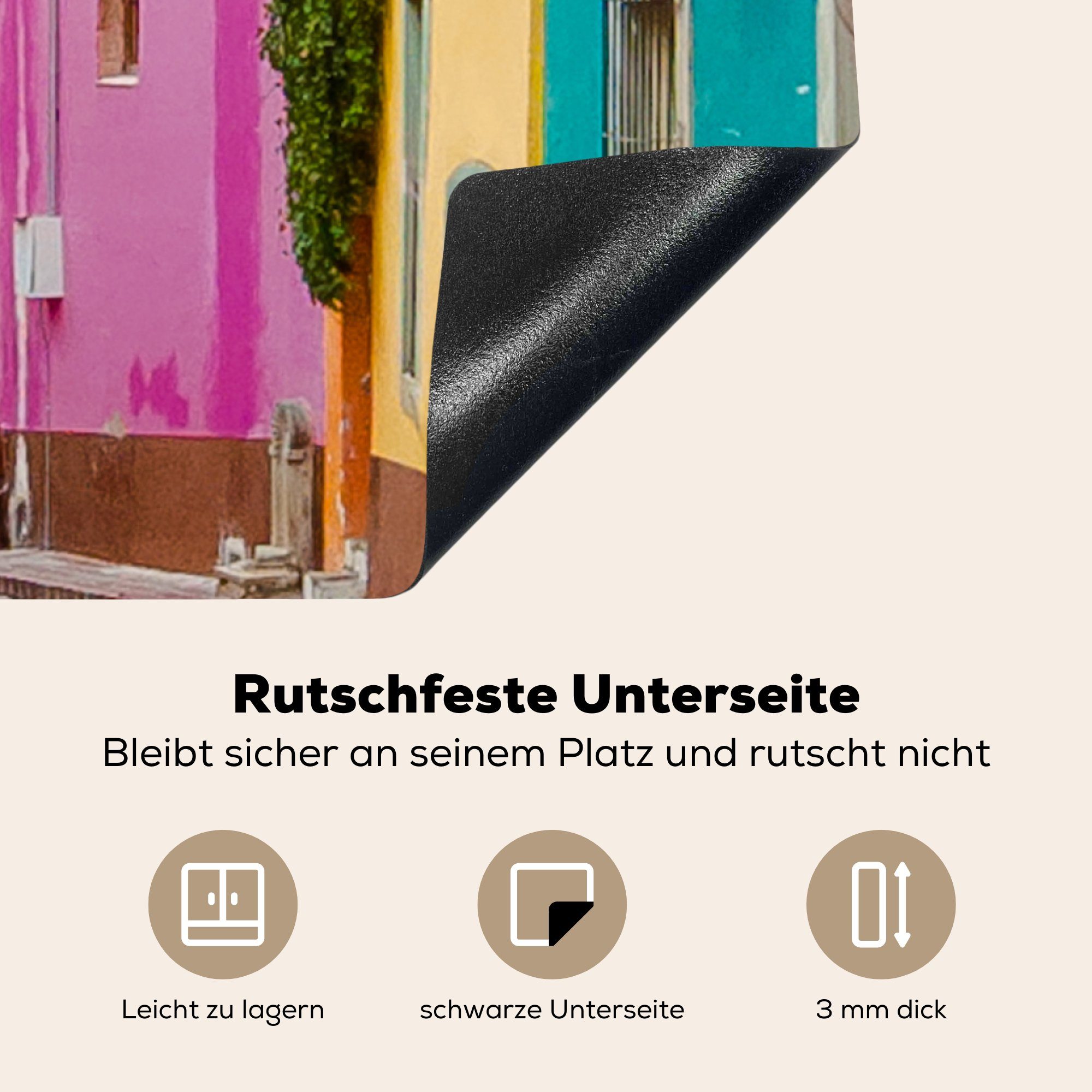 (1 Mexiko Druck, MuchoWow tlg), 78x78 küche Häuser cm, Ceranfeldabdeckung, Farbige Vinyl, für Herdblende-/Abdeckplatte Arbeitsplatte