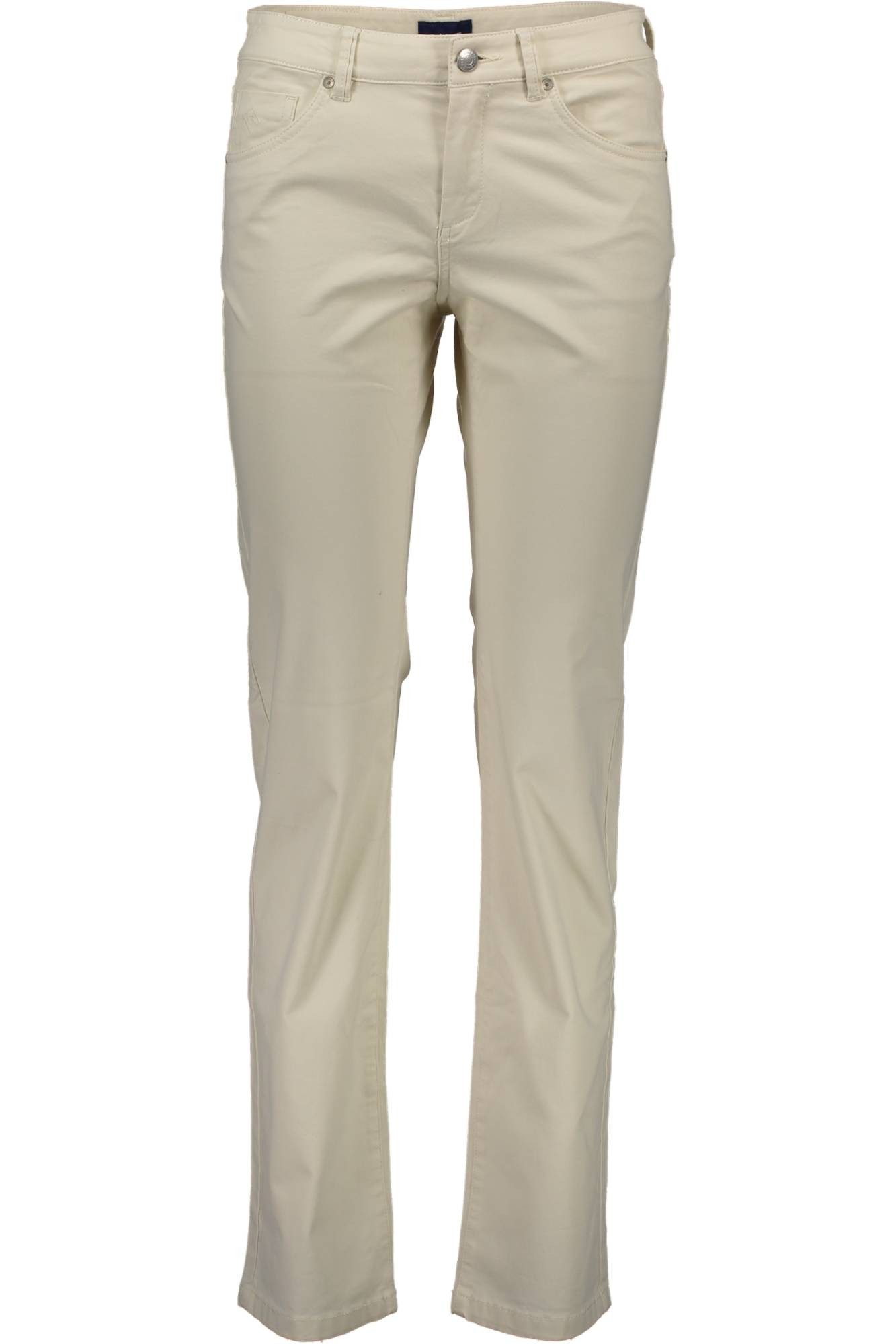 Gant 5-Pocket-Hose Bequeme Damenhose Beige mit 5 Taschen und Logo-Akzent