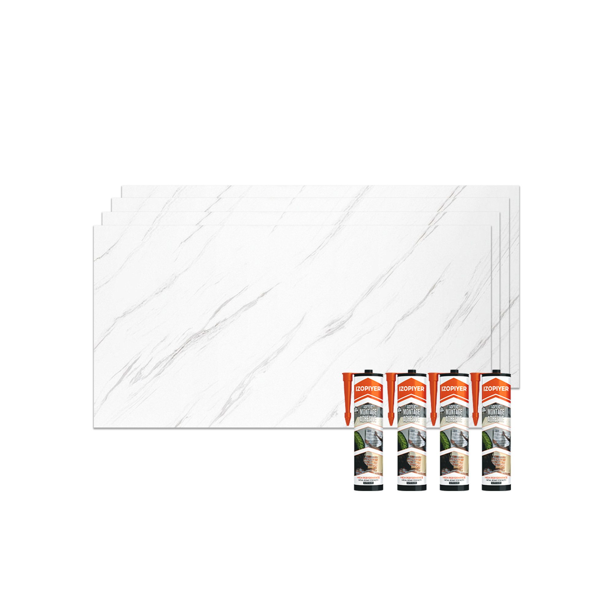 IZODEKOR 3D Wandpaneel PVC Wandverkleidung in Marmoroptik – Fliesenersatz für Bad & Küche, BxL: 60x120 cm, 0,72 qm, (wasserfest, kratzfest, pflegeleicht, direkt auf Fliesen montierbar, 1er- oder 4er-Set, optional mit Montagekleber) Direkt auf Fliesen montierbar, fleckenabweisend