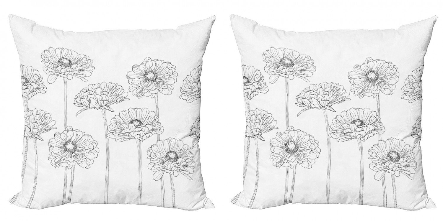 Gerber Line-Art-Blumen Doppelseitiger Modern Daisy Stück), Kissenbezüge Abakuhaus Accent Thin Digitaldruck, (2