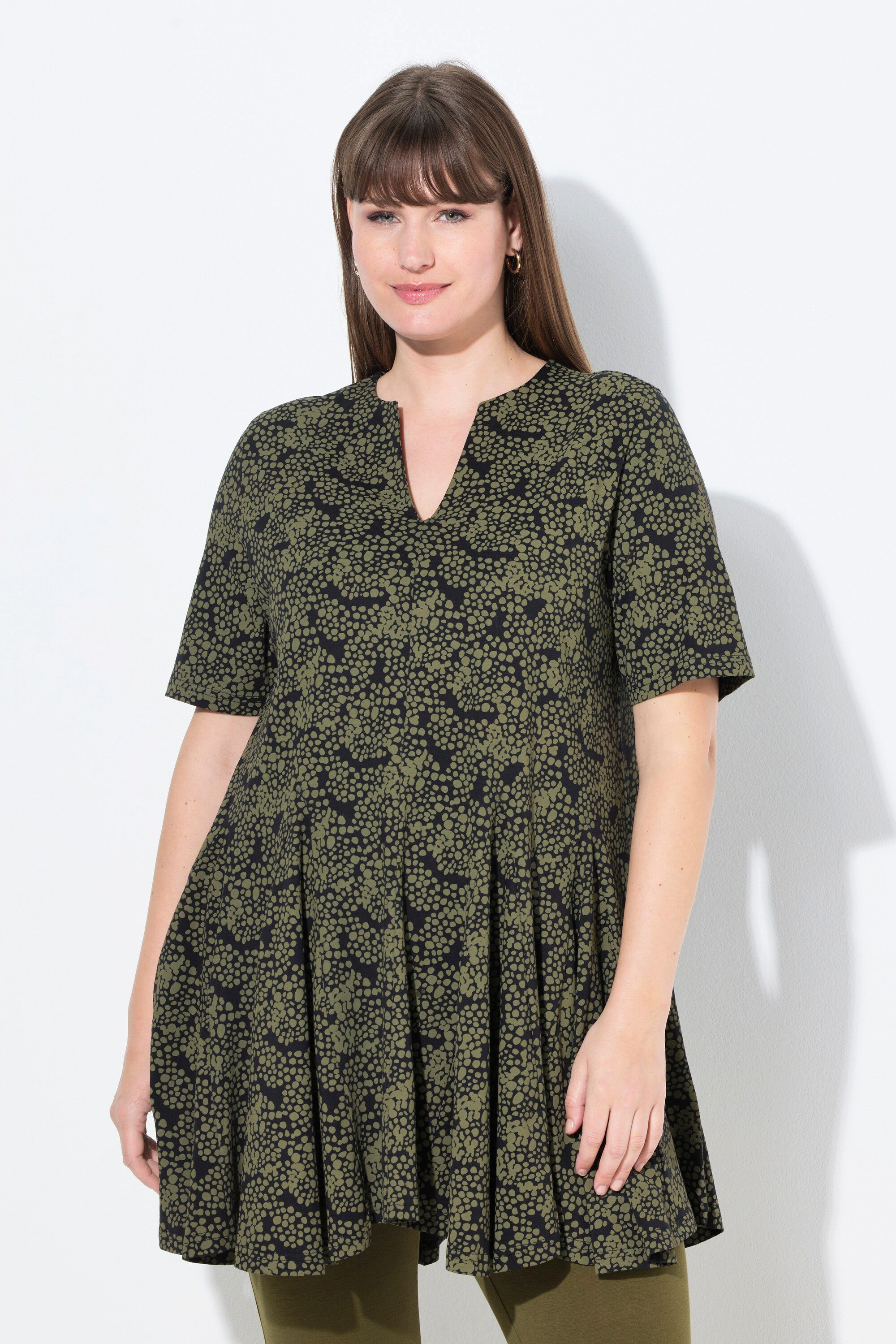 T-Shirt T-Shirt A-Linie Tunika-Ausschnitt Halbarm