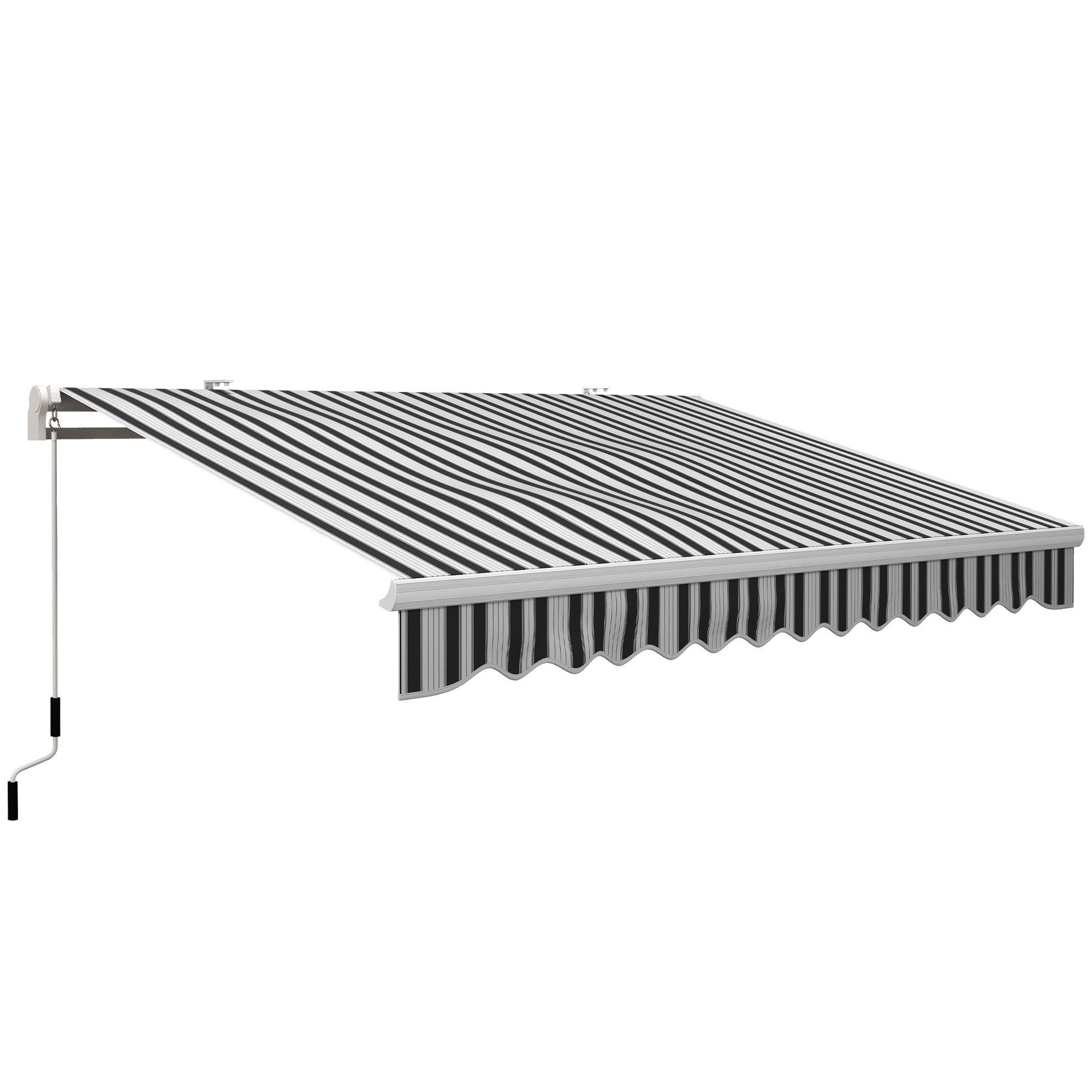 CHICFURN Sonnenschirm Verstellbare Kassettenmarkise,UV-beständig, Alu & Polyester, LxB: 395x245 cm, Packung, Balkonmarkise, Farbe Grau/Weiß für Balkon & Terrasse