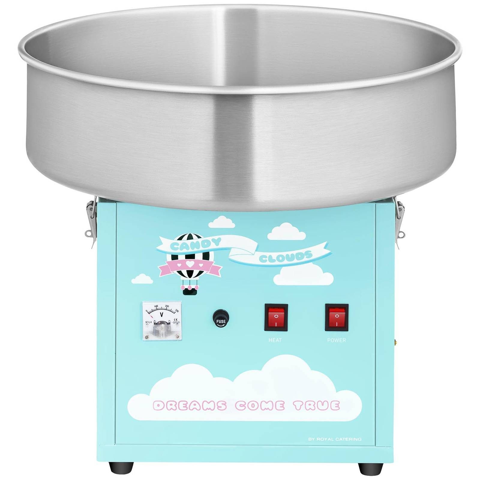 Royal Catering Zuckerwattemaschine 52 cm Zuckerwattegerät 1200 W Edelstahl Gastronomie Profi türkis
