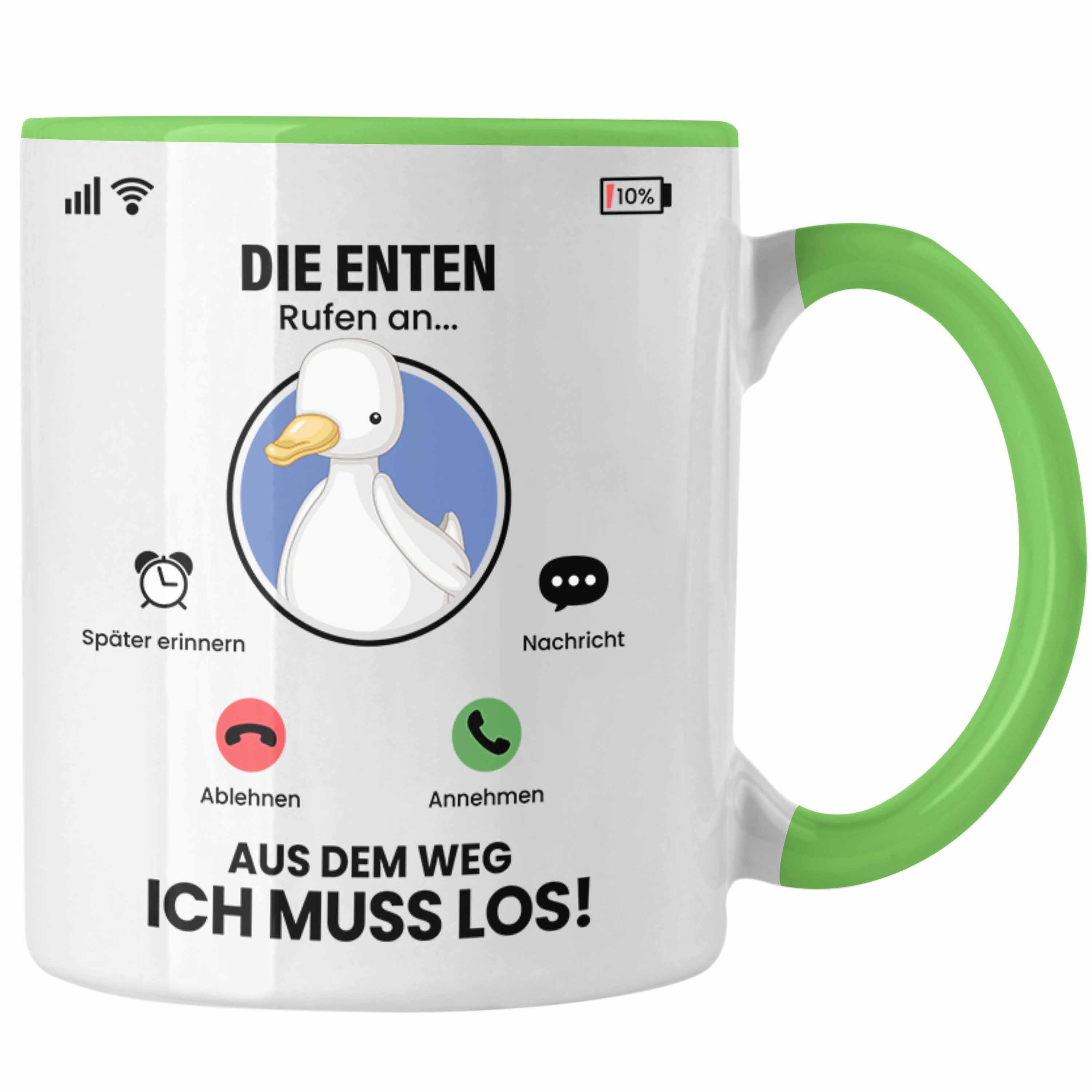 Trendation Tasse Die Enten Rufen An Tasse Geschenk für Enten Züchter Besitzer Geschenki Grün