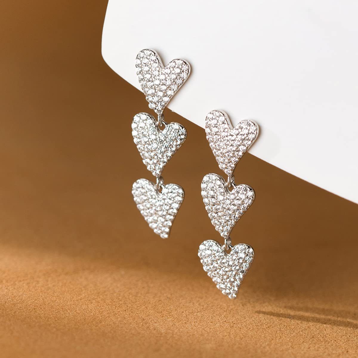 Shiny Paar Love Drop Dangle Dangle CZ Girls Heart Wedding Earrings), Earrings Sweet Legierungen Ohrhänger Heart Earrings for POCHUMIDUU (2-tlg., Women Teen