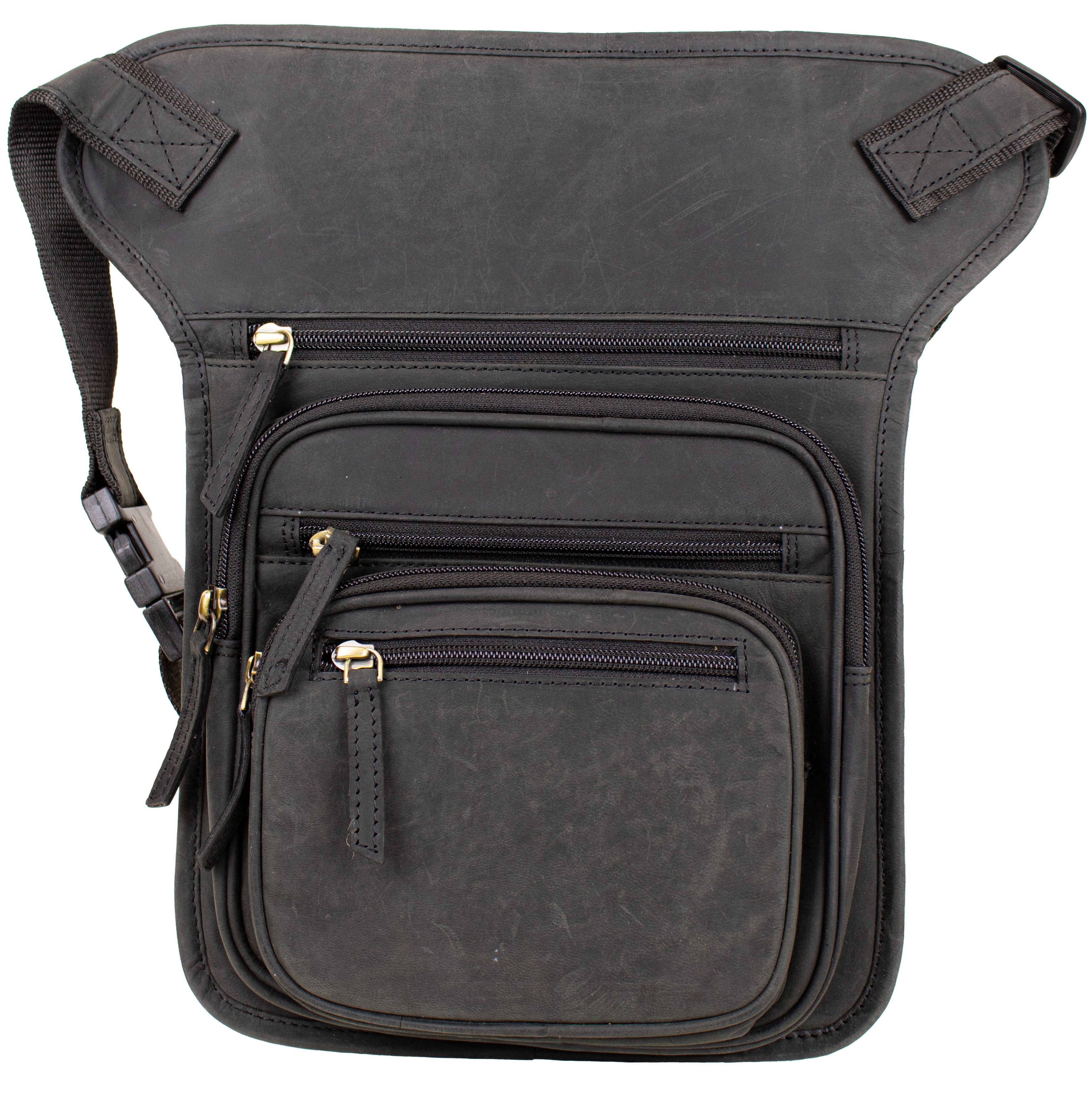 MDM Beintasche Herren Biker Motorrad Beintasche Hüft-, Gürtel-, Bauch- Ledertasche, Echt Leder