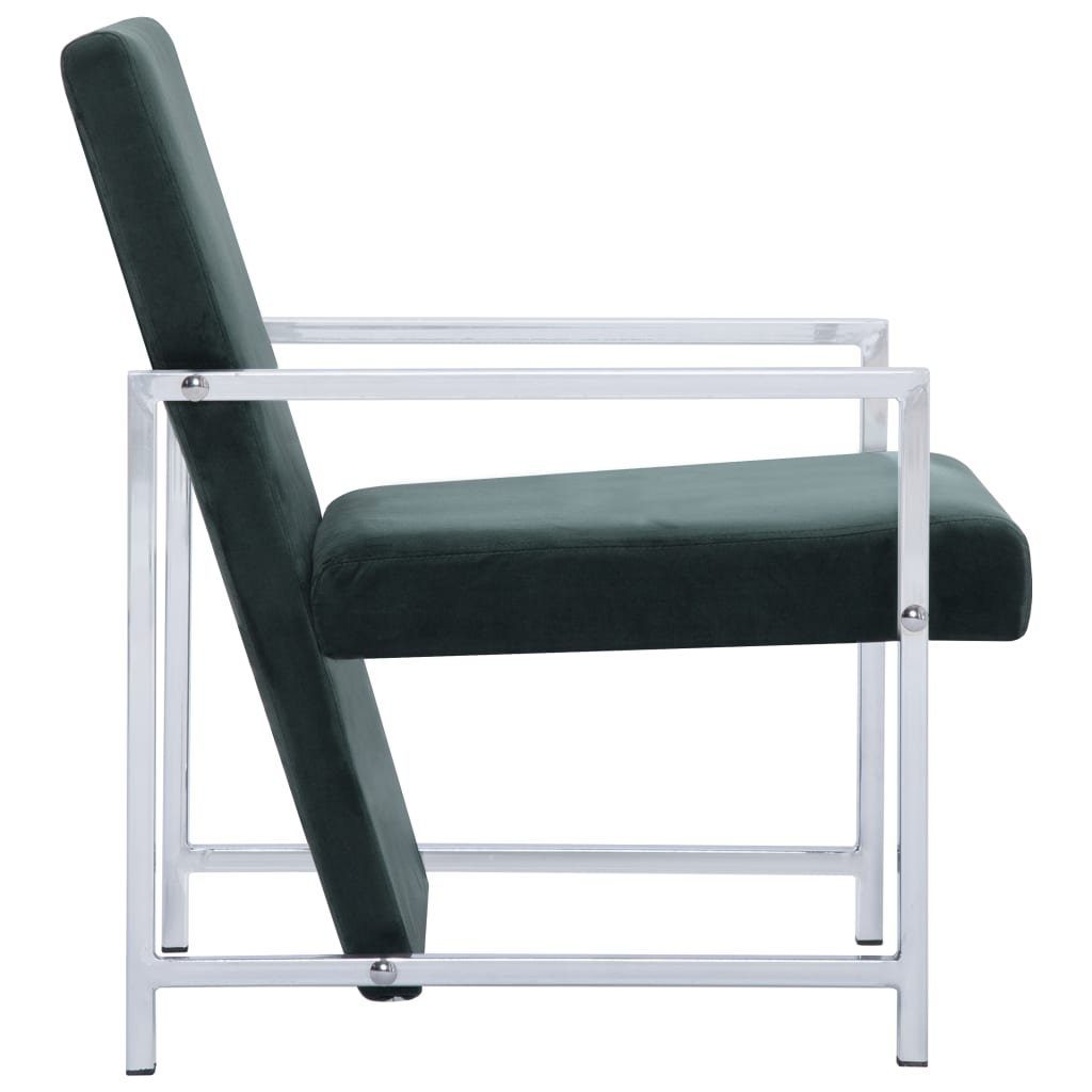mit Sessel verchromten Sessel Dunkelgrün (1-St) Füßen Samt vidaXL