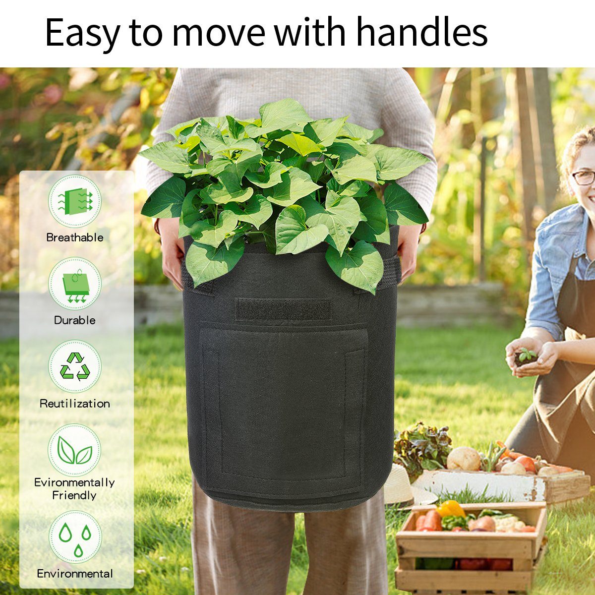 NASUM Anzuchttopf Planting Bag nachhaltiges hochwertiges Material Pflanzenwachstum Hochwertige Gartenpflege!, Set: für