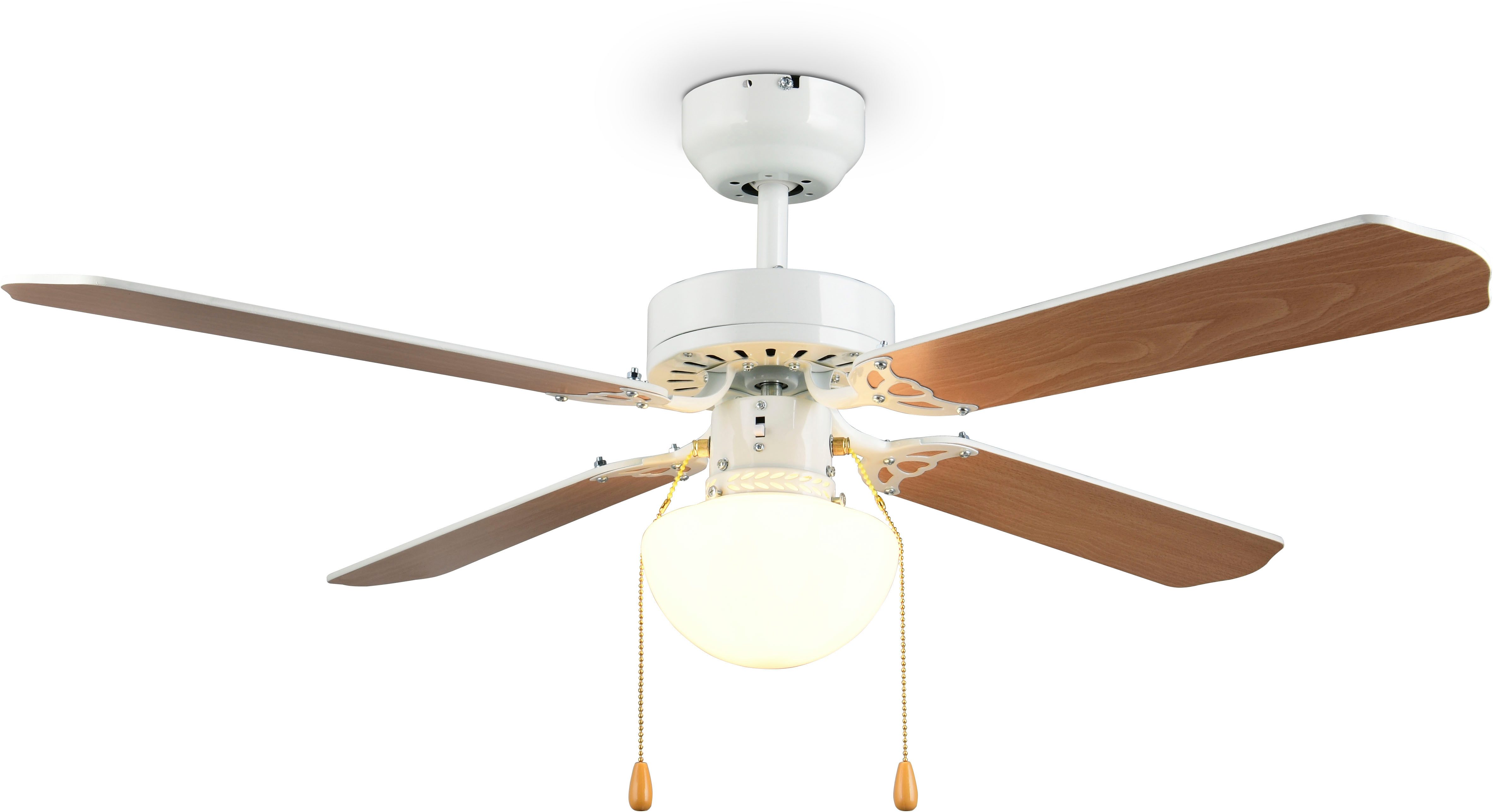Reality Leuchten Deckenleuchte HAMMERFEST mit Ventilator, Deckenventilator mit Zugschalter, 3 Stufen, Ein-/Ausschalter, Ventilatorfunktion, getrennt schaltbar, Leuchtmittel wechselbar, warmweiß - kaltweiß, exkl 1x E27 Leuchtmittel, Ø 106cm Höhe 40cm, Vor- & Rücklauf Funktion