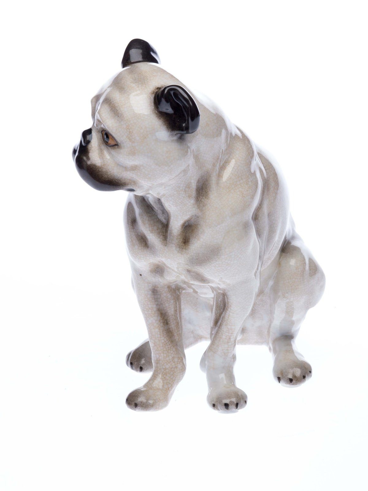 Aubaho Dekofigur Porzellanfigur Mops Skulptur Bulldoge Porzellanmo Porzellan Figur Hund