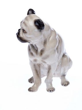 Aubaho Dekofigur Porzellanfigur Mops Porzellan Hund Bulldoge Figur Skulptur Porzellanmo