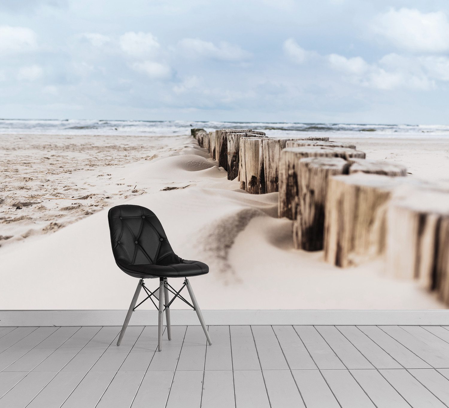 queence Fototapete Sylt, glatt, Meer, bedruckt, realistisch, Strand, Motiv, (4 St), Wandpaneele, selbstklebend, Tapete, Sticker, Wanddeko, XXL-Fotomotiv