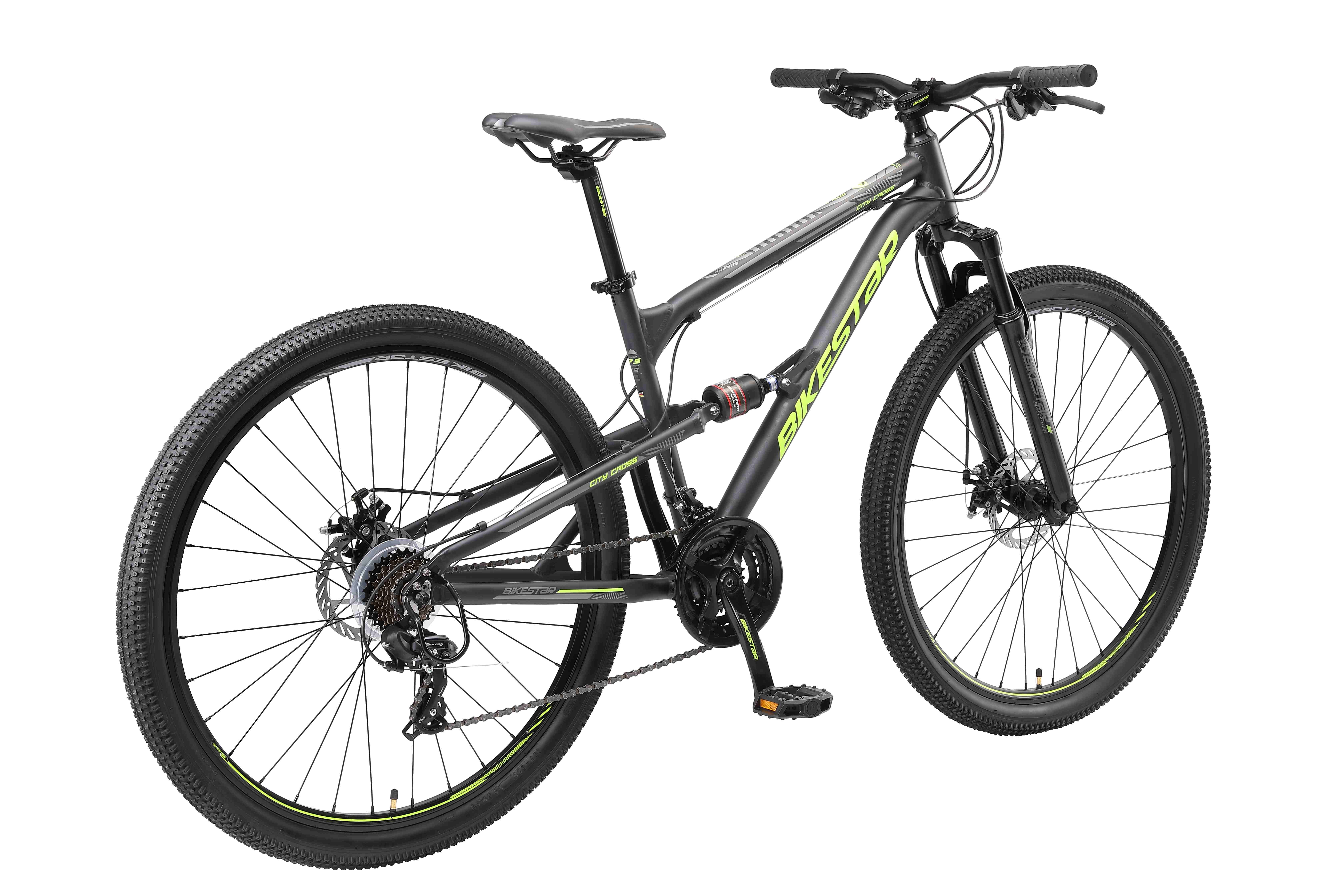 Bikestar Mountainbike 29 Zoll, ab 167 cm, Aluminium, Damen, Herren, 21 Gang Shimano Tourney RD-TY300 Schaltwerk, Kettenschaltung, Scheibenbremse, Rahmen 44.5 cm, Vollgefedert