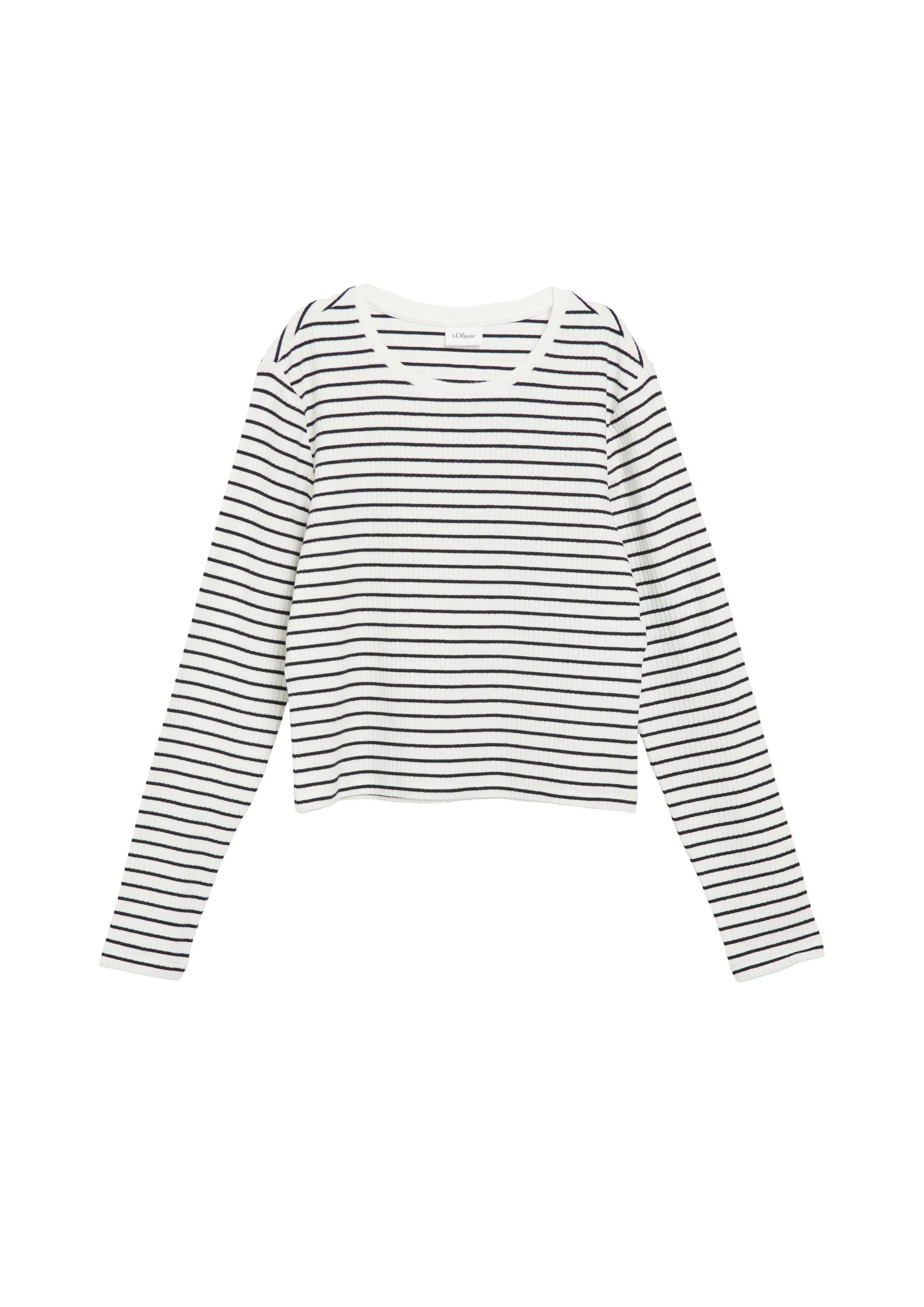 s.Oliver Junior Langarmshirt Weiche elastische Feinrippware, körpernahe Passform