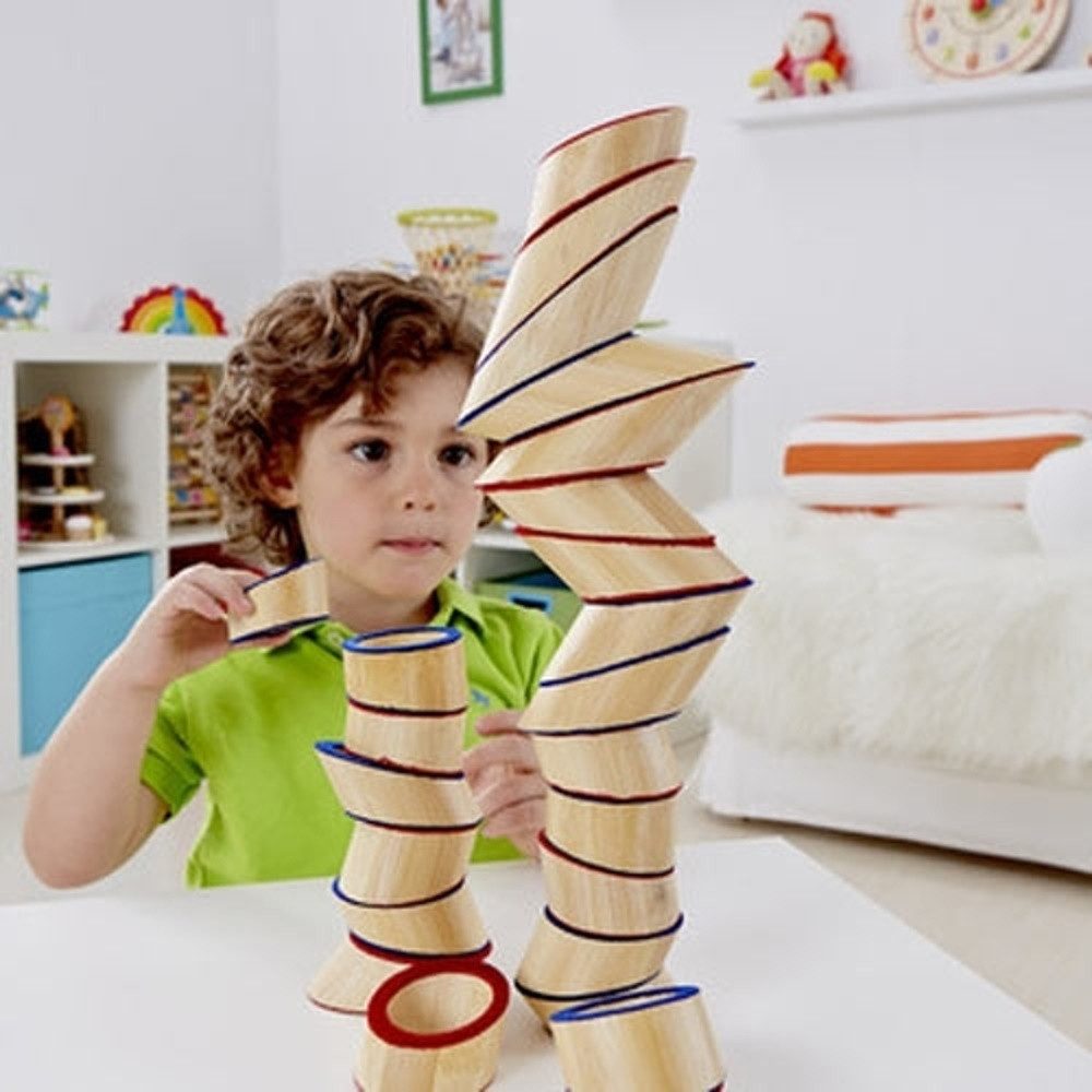 Hape Bambus Stapelspiel Balance Tower 24 Teile Kreativspiel ab 3 Jahren Spielbausteine