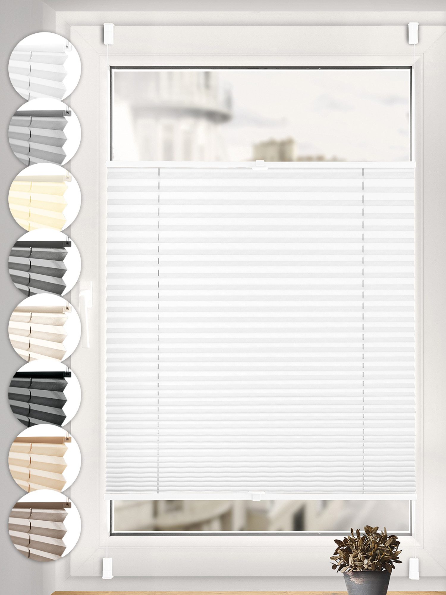 Sonello Plissee ohne Bohren Rollo Klemmfix für Fenster & Tür Lichtschutz, blickdicht, ohne Bohren, verspannt, Klemmfix, 30cm x 100cm Weiß Faltrollo, Easyfix, Sonnenschutzrollo, Jalousie