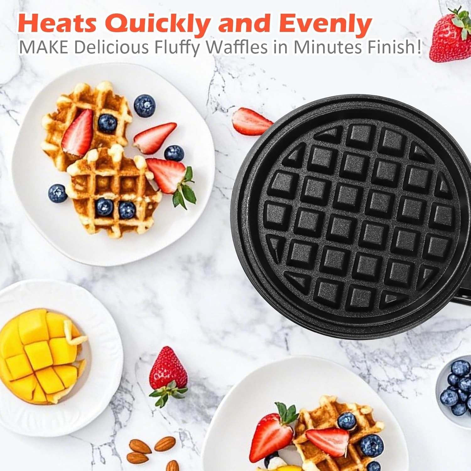 FELIXLEO Waffeleisen Mini Waffeleisen Belgische Waffelmaschine 10 cm 220 V – Bild 2 von 5