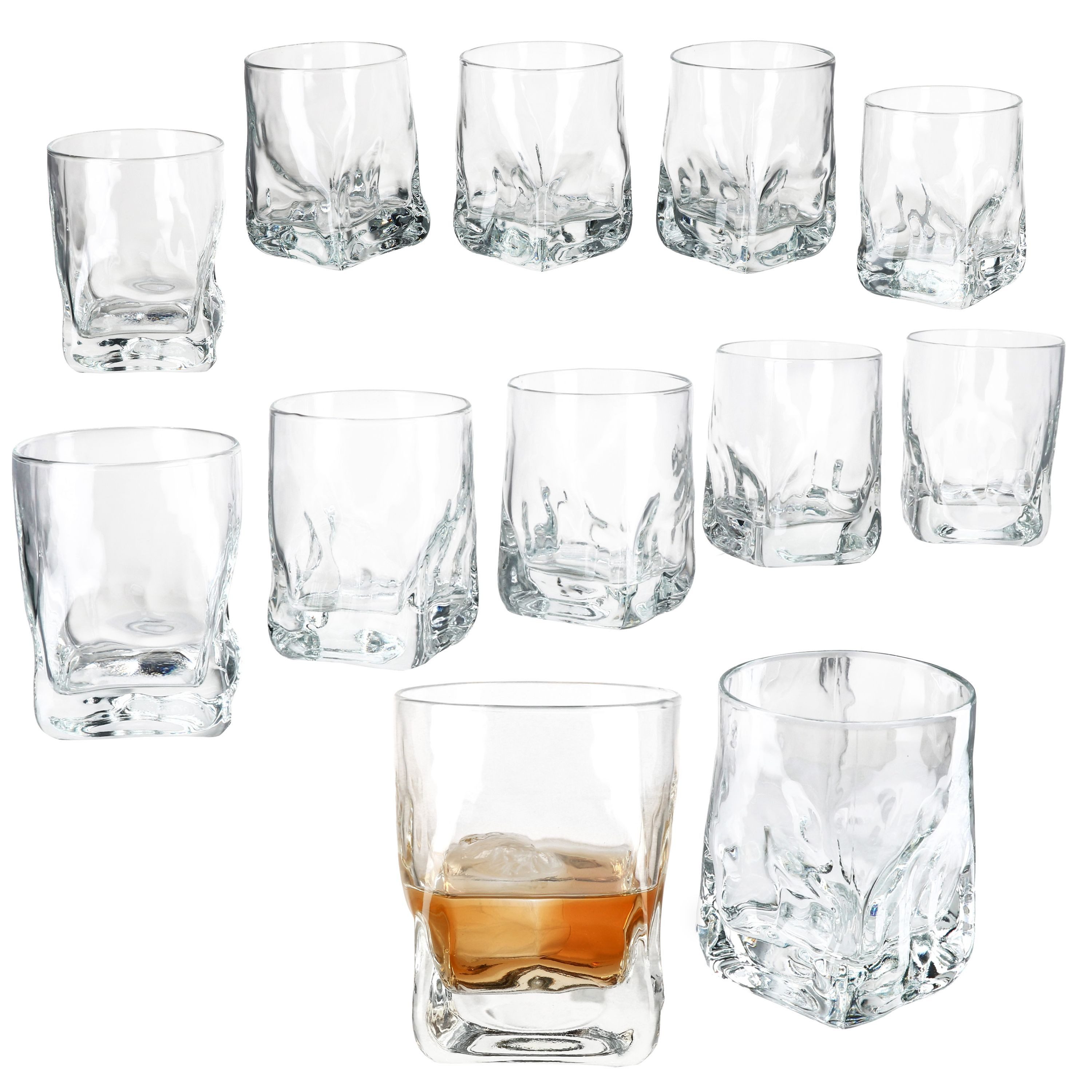 Whiskyglas 12x Frosty Whisky-Gläser 250ml Tumbler D.O.F. Glas Scotch Relief