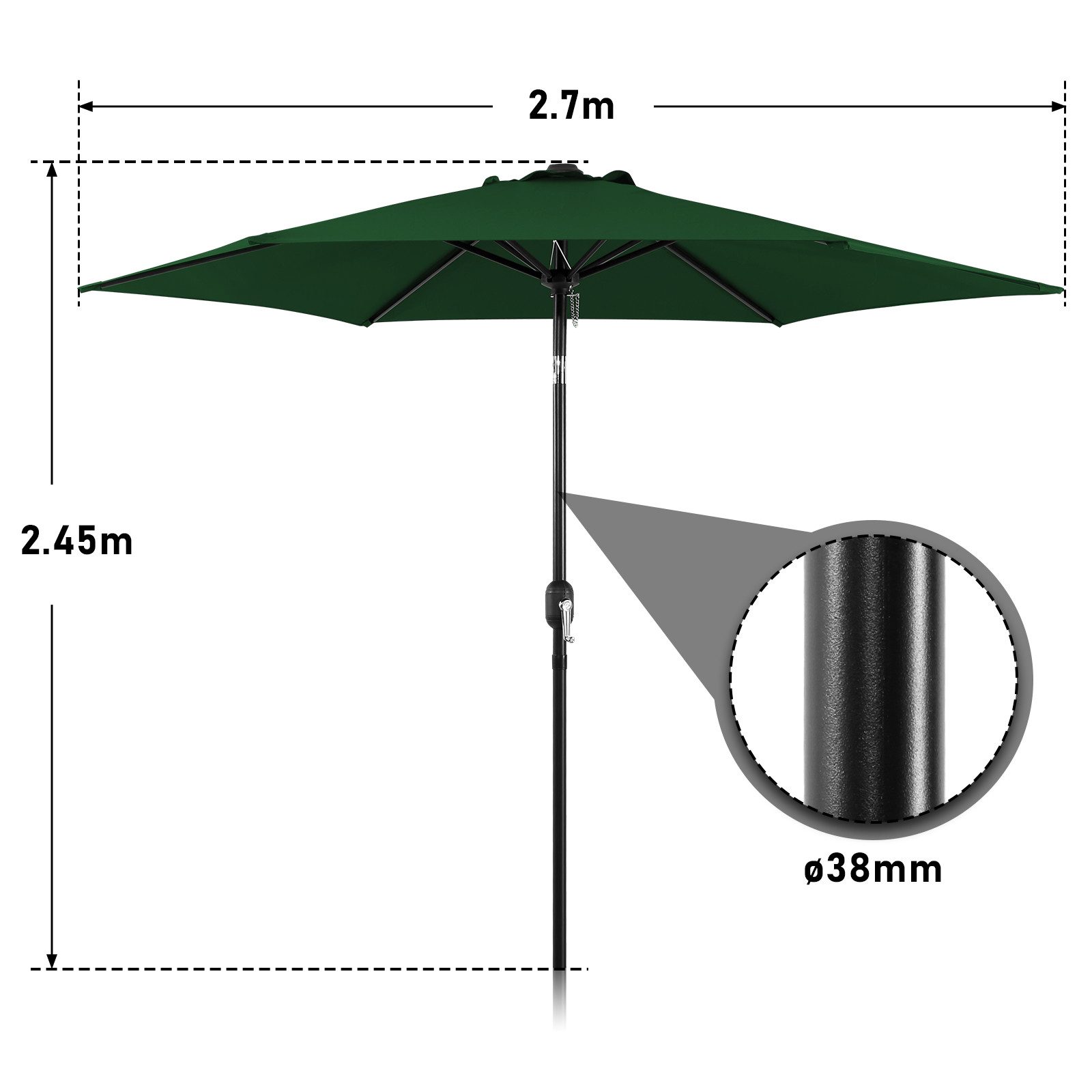 Clanmacy Sonnenschirm Ø270cm Gartenschirm LED Balkonschirm günstig online kaufen