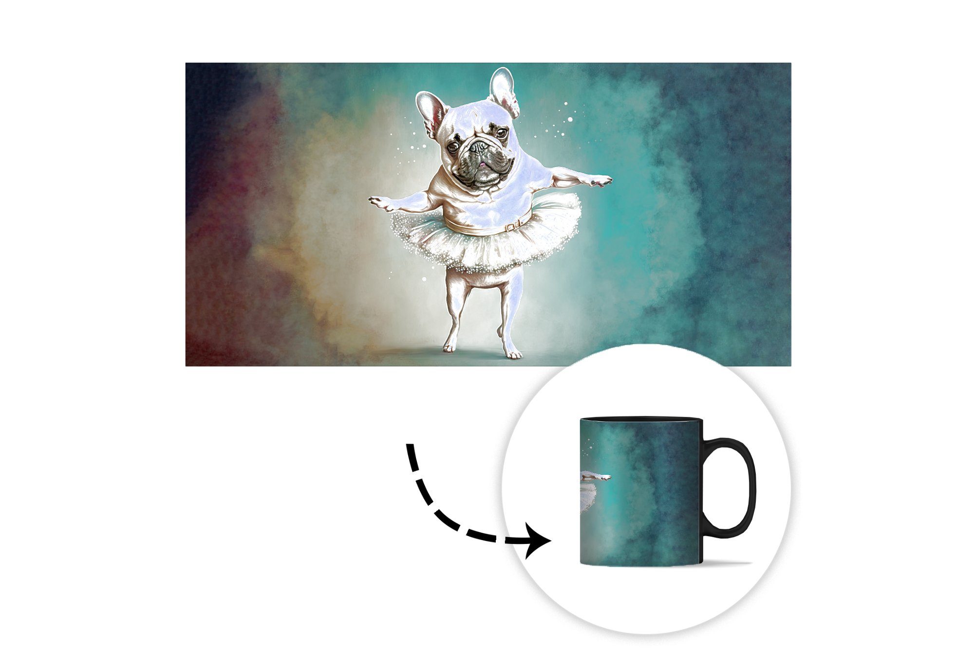 Farbwechsel, Kind, - Kaffeetassen, - Keramik, Porträt Teetasse, MuchoWow Zaubertasse, Tasse Tutu Geschenk Abstrakt - Hund Ballett - -
