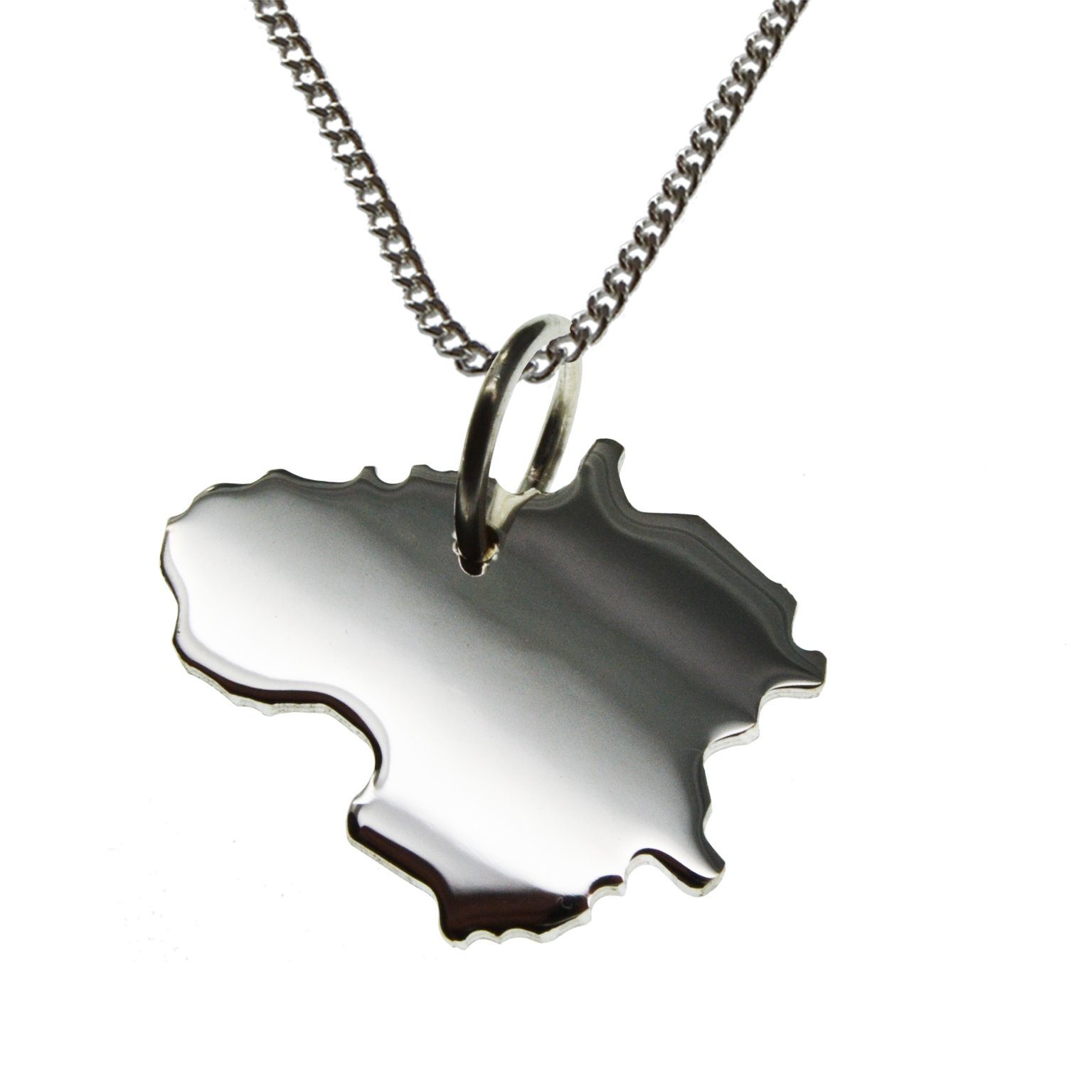 Kette mit Anhänger 50cm Halskette + Litauen Anhänger in massiv 925 Silber