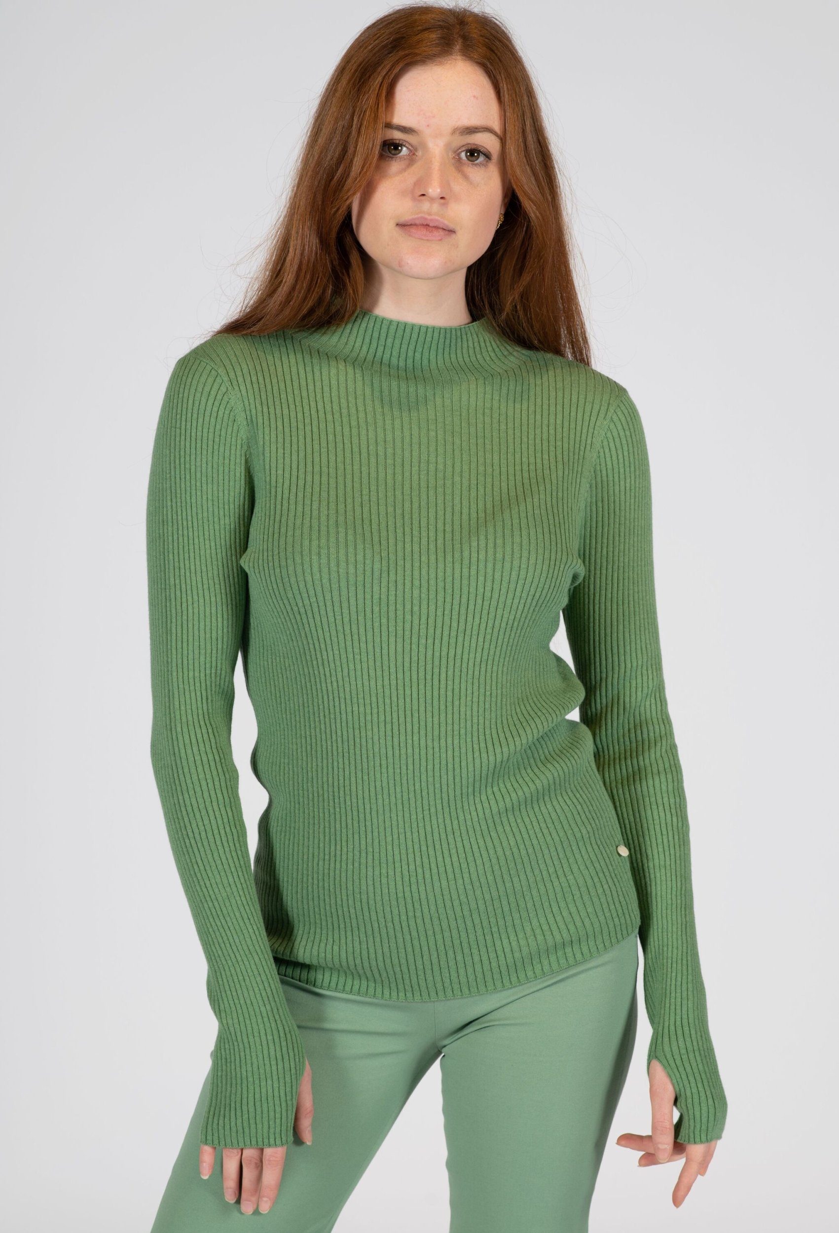 THE FASHION PEOPLE Rundhalspullover Basic Turtleneck, knitted WASABI
