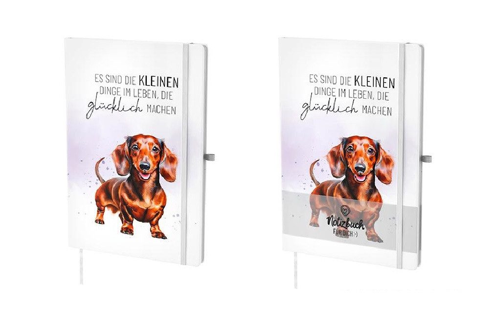 La Vida Tasse LA VIDA A5 Notizbuch Lucky Friends Dackel mit 1 x Kugelschreiber, Papier