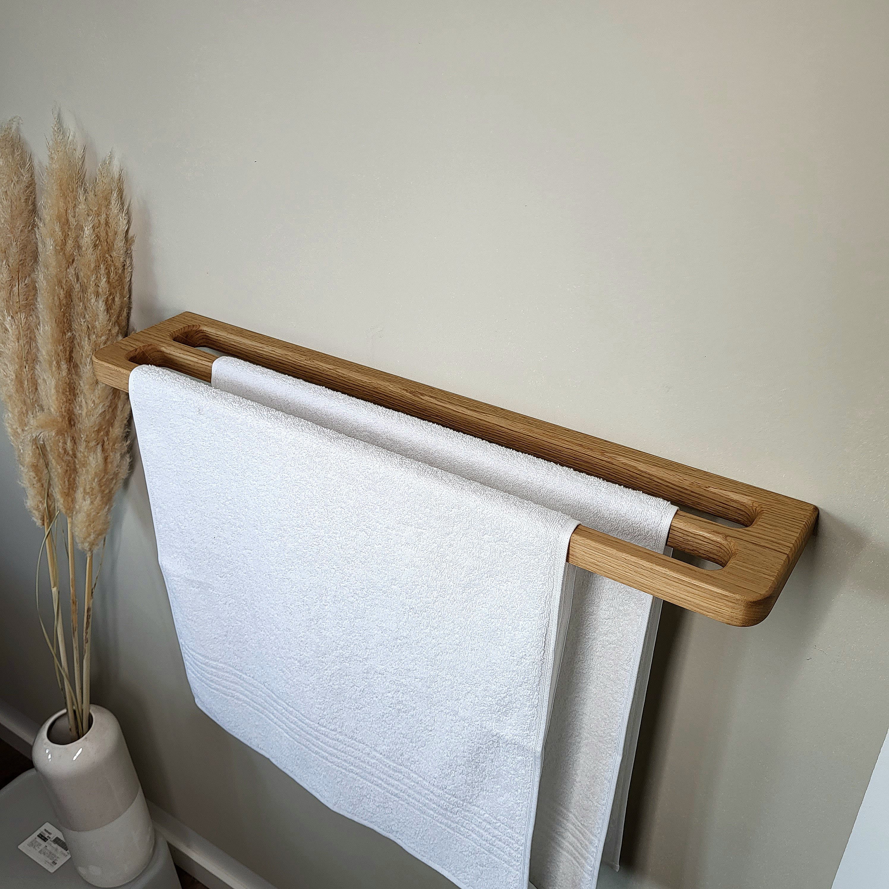 ScandiHooks Handtuchhalter Großer Doppel-Handtuchhalter aus massivem Eichenholz