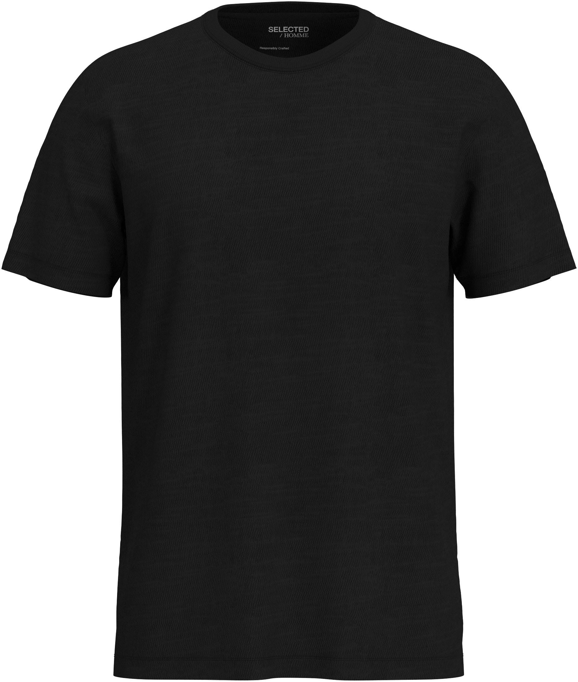 SELECTED HOMME Kurzarmshirt SLHASPEN SLUB SS O-NECK