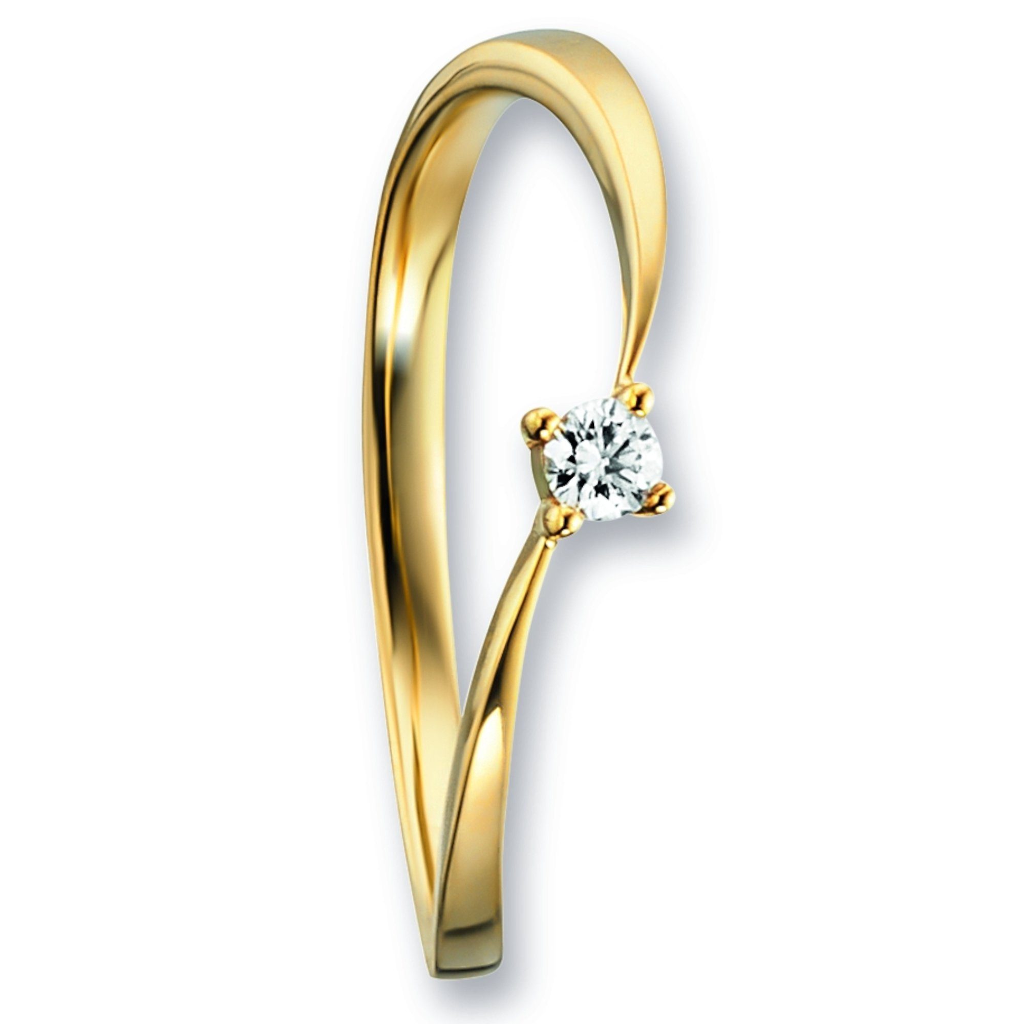 Ring ELEMENT Damen Schmuck ct Diamant 0.07 Diamantring Gelbgold, ONE Gold Brillant 585 aus
